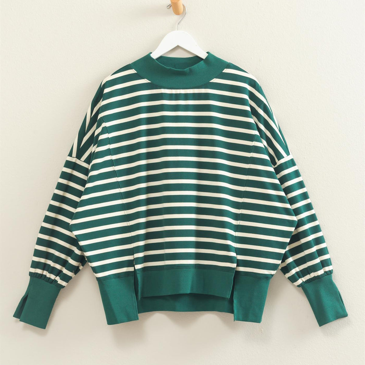 Striped Mock Neck Sweatshirt
