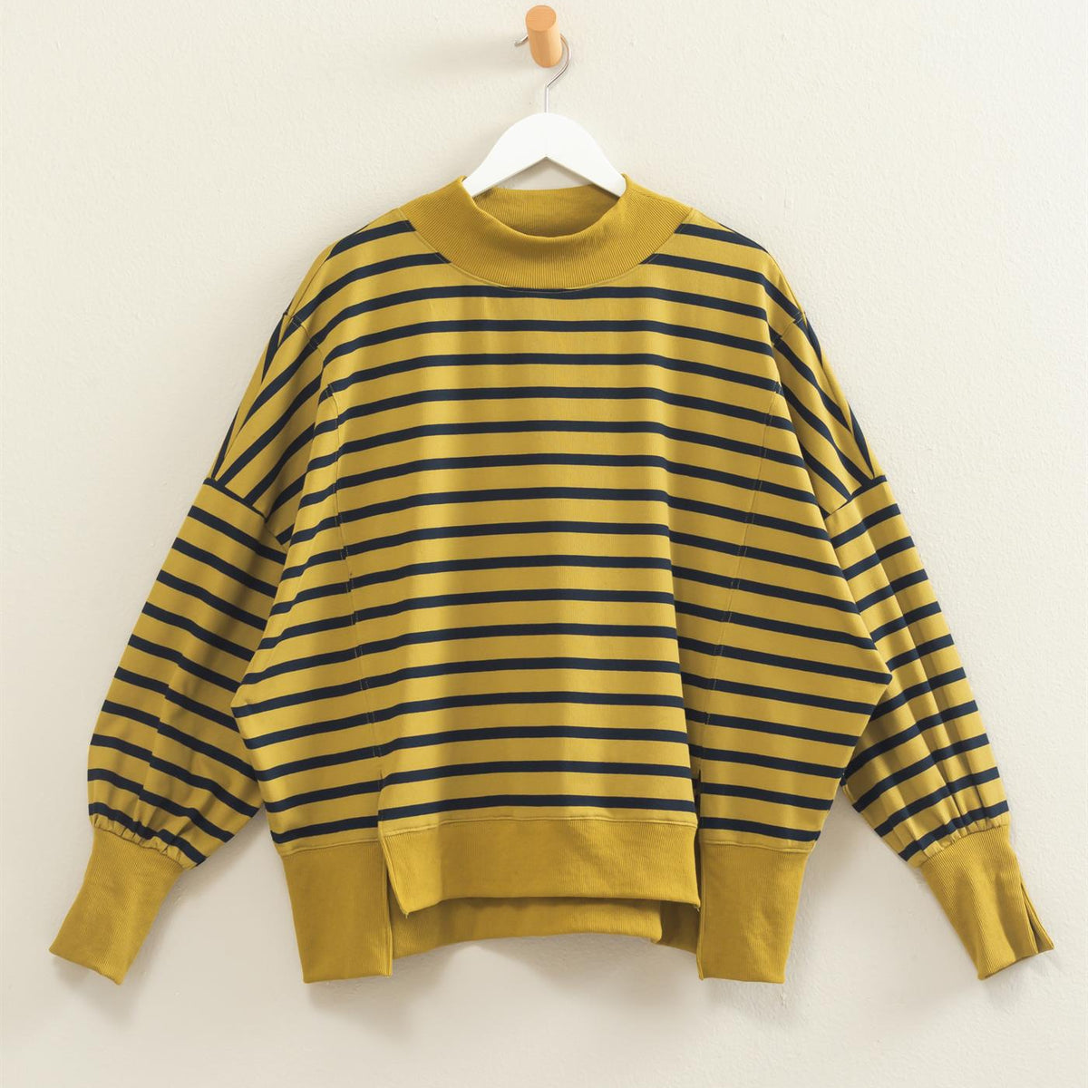 Striped Mock Neck Sweatshirt