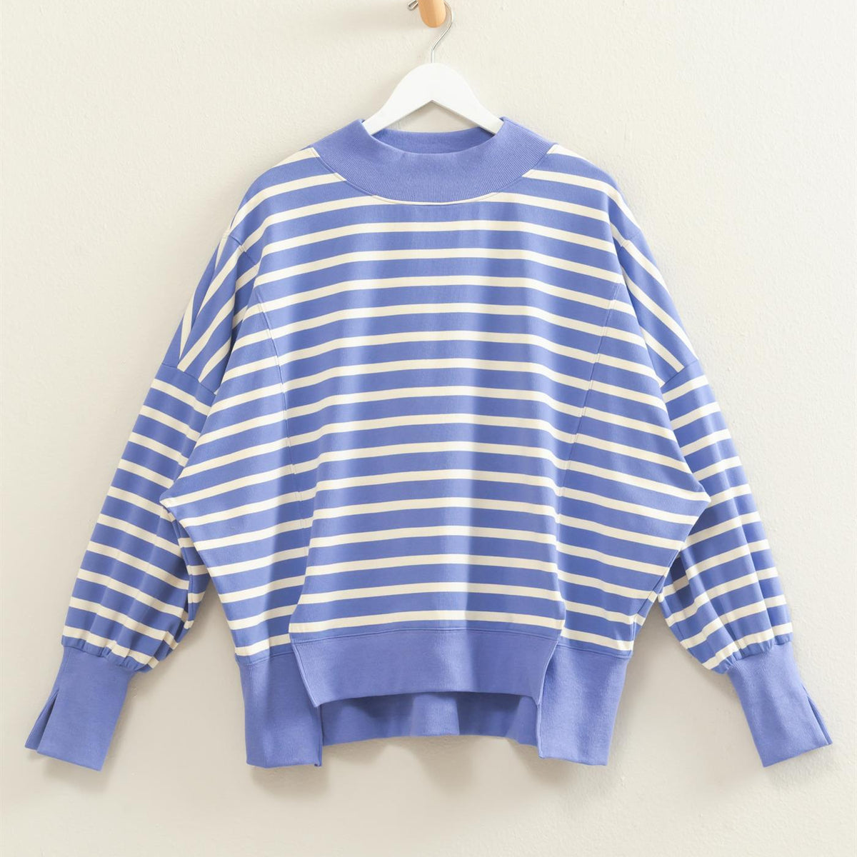Striped Mock Neck Sweatshirt