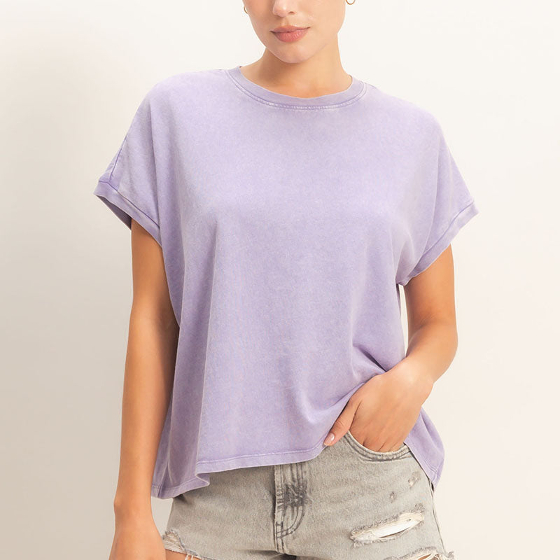 Capped Sleeve Mineral Wash T-Shirt