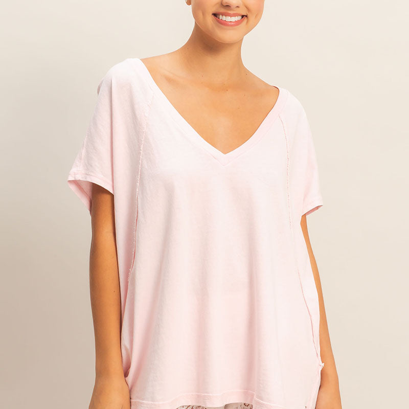 Oversized V-Neck Mineral Washed Top