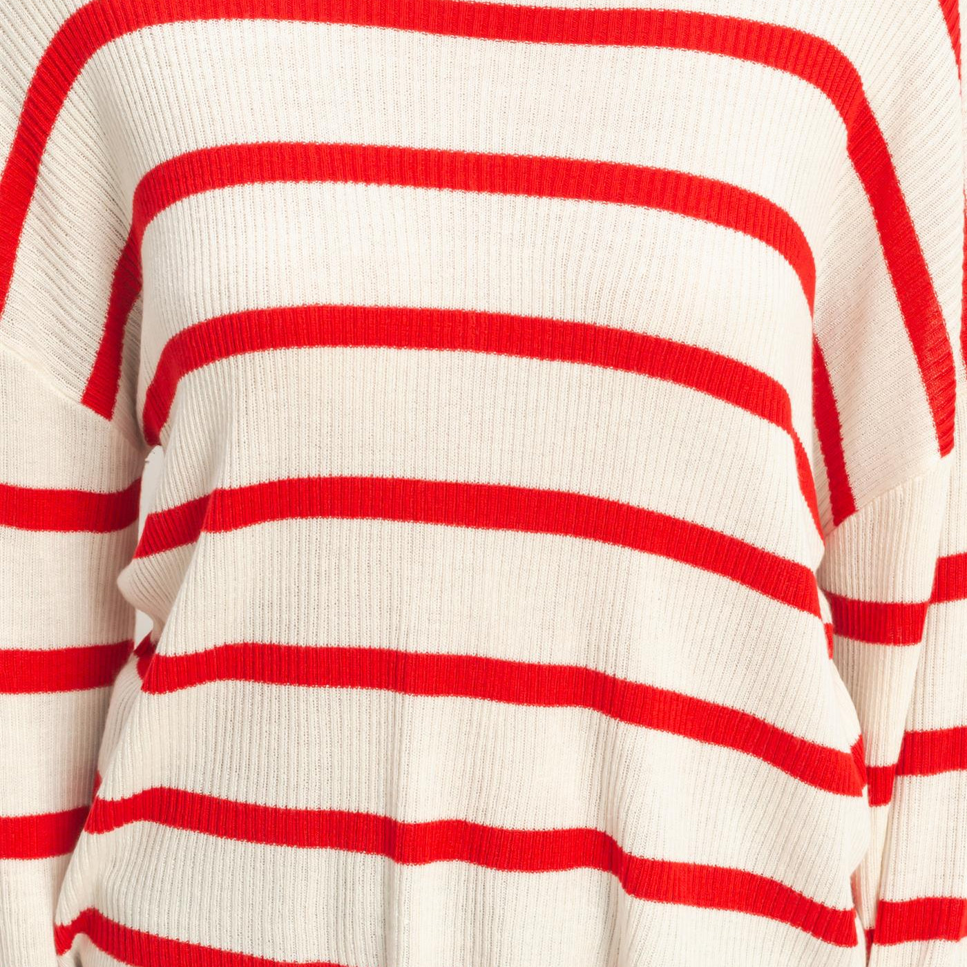 Wholesale Lightweight Wide-Sleeve Striped Sweater Clothing Tops DZ26A329 RED DOUBLE ZERO