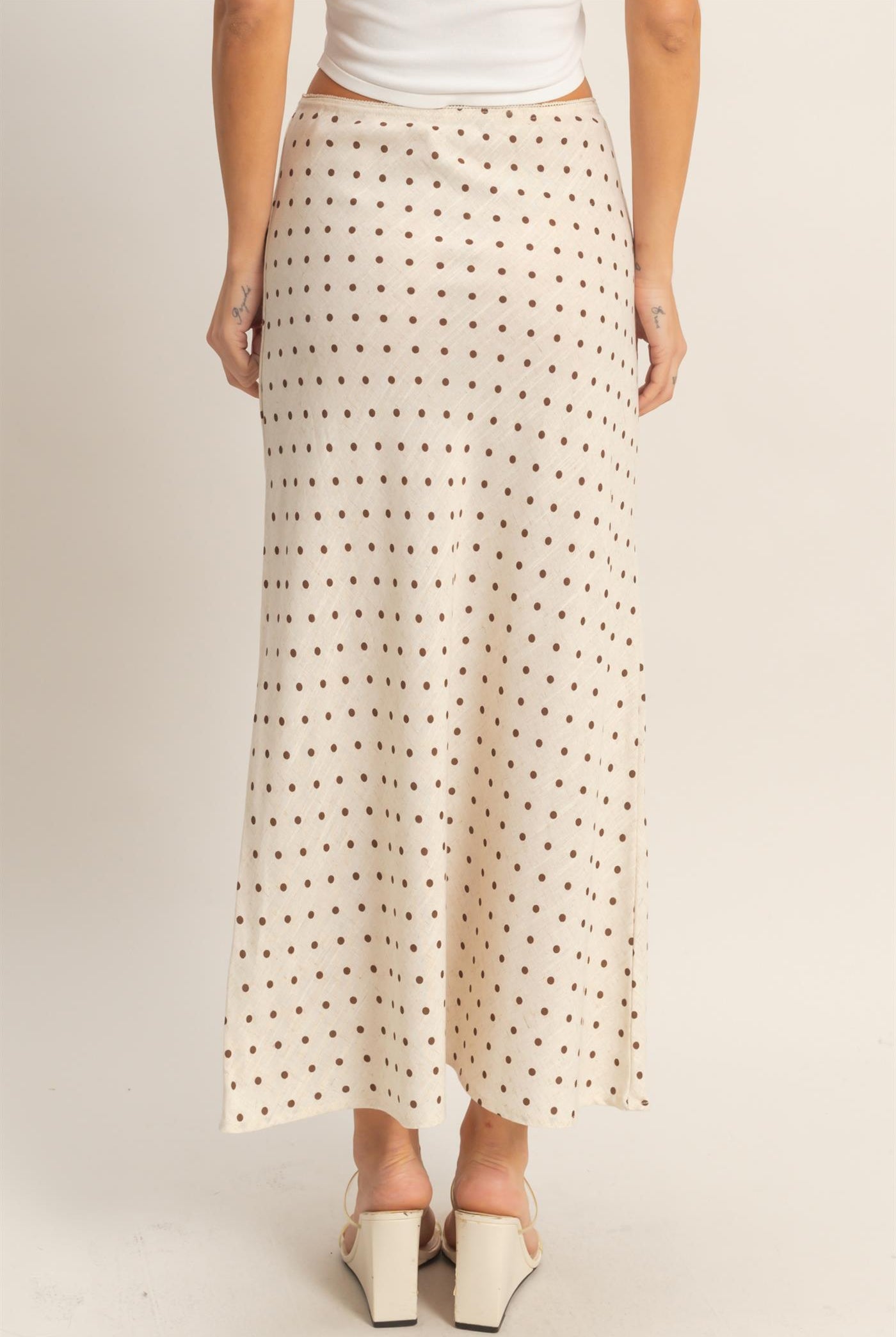 Wholesale Polka Dot A-Line Skirt Skirts HF26E416-D OATMEAL HYFVE