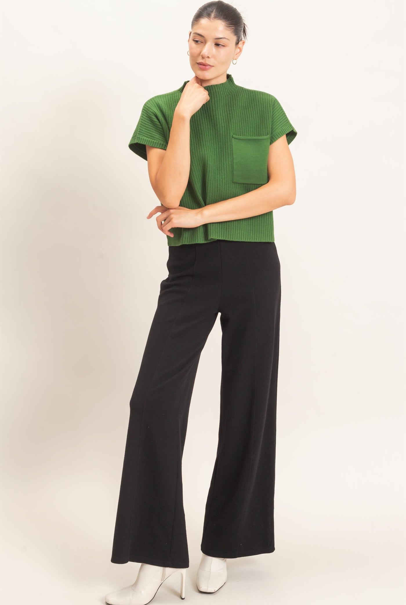 Wholesale Ribbed Dolman Sweater Sweaters HF26E835 GREEN HYFVE