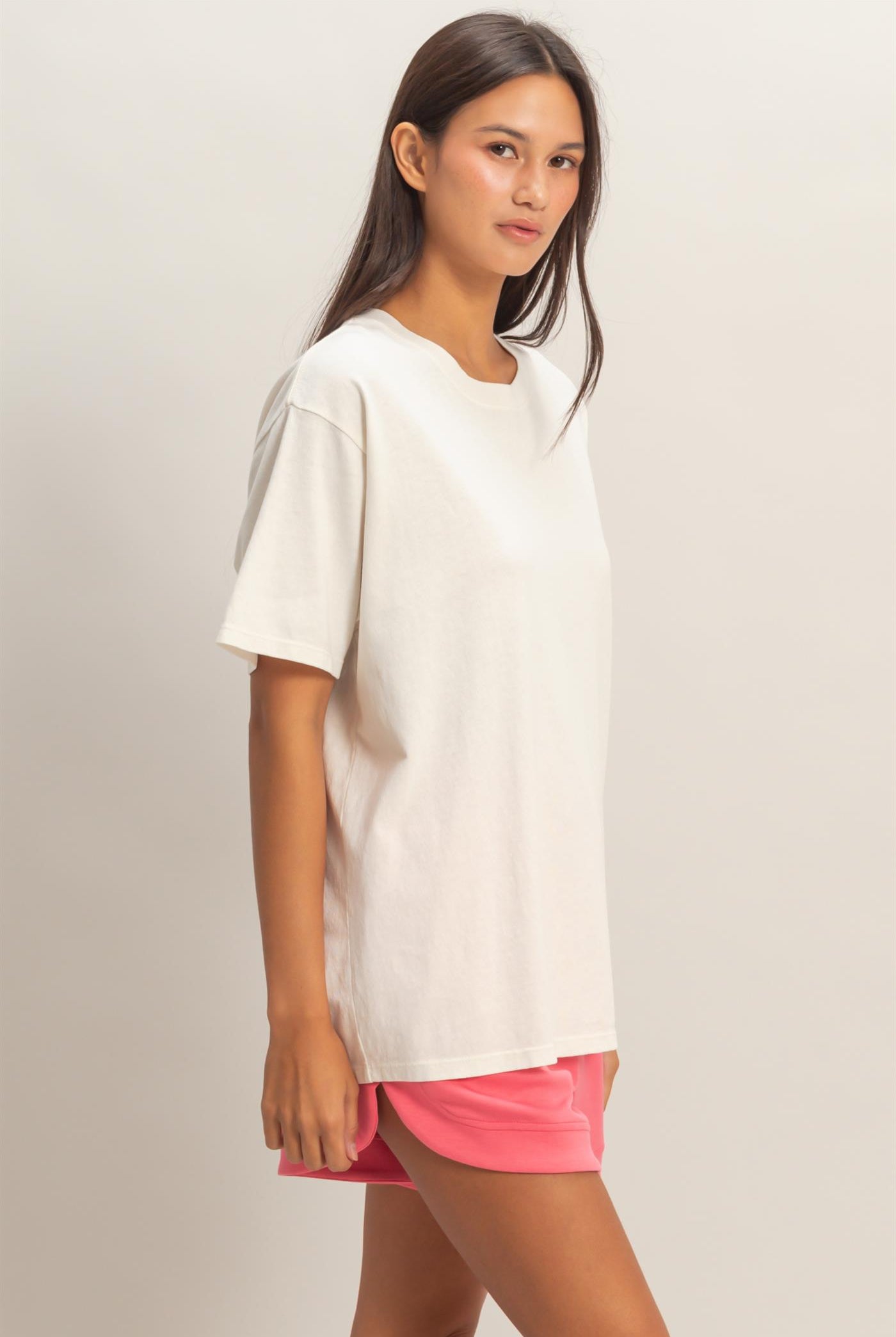 Wholesale Pigment Dyed Crew Neck T-Shirt T-Shirts DZ26A267 OFF WHITE DOUBLE ZERO