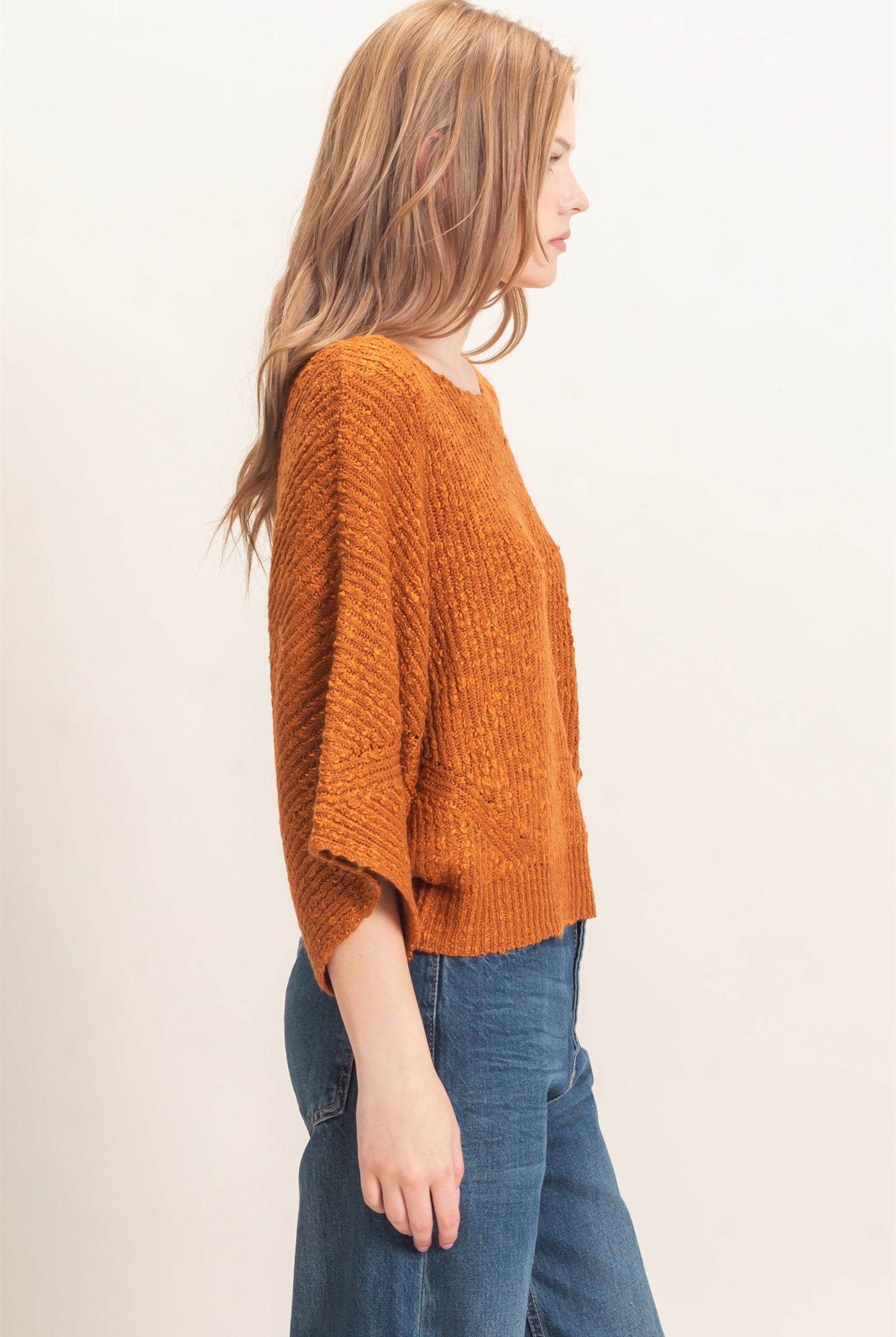 Wholesale Ribbed Boat Neck Sweater Sweaters HF26F201 BROWN HYFVE