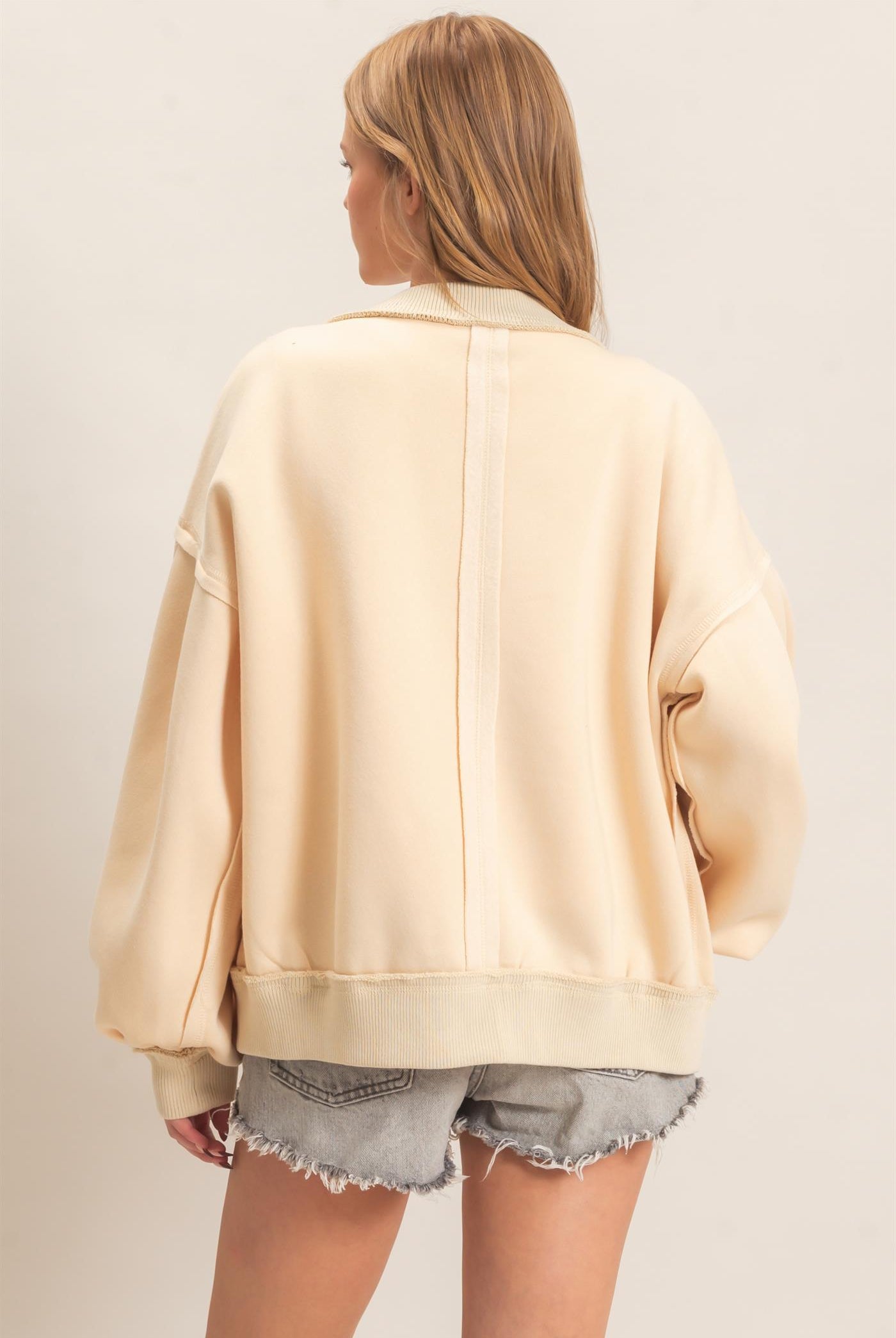 Wholesale Snap Front Jacket Coats & Jackets HF26E003 CREAM HYFVE
