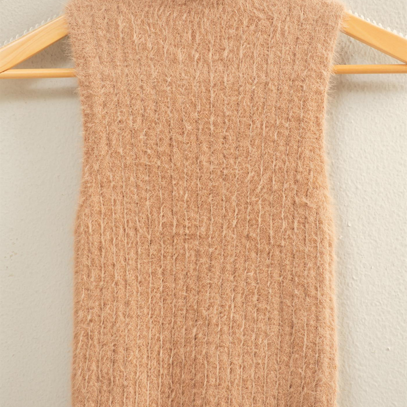 Wholesale Ribbed Sleeveless High Neck Knit Top Clothing Tops DZ25F113 DARK TAUPE HYFVE