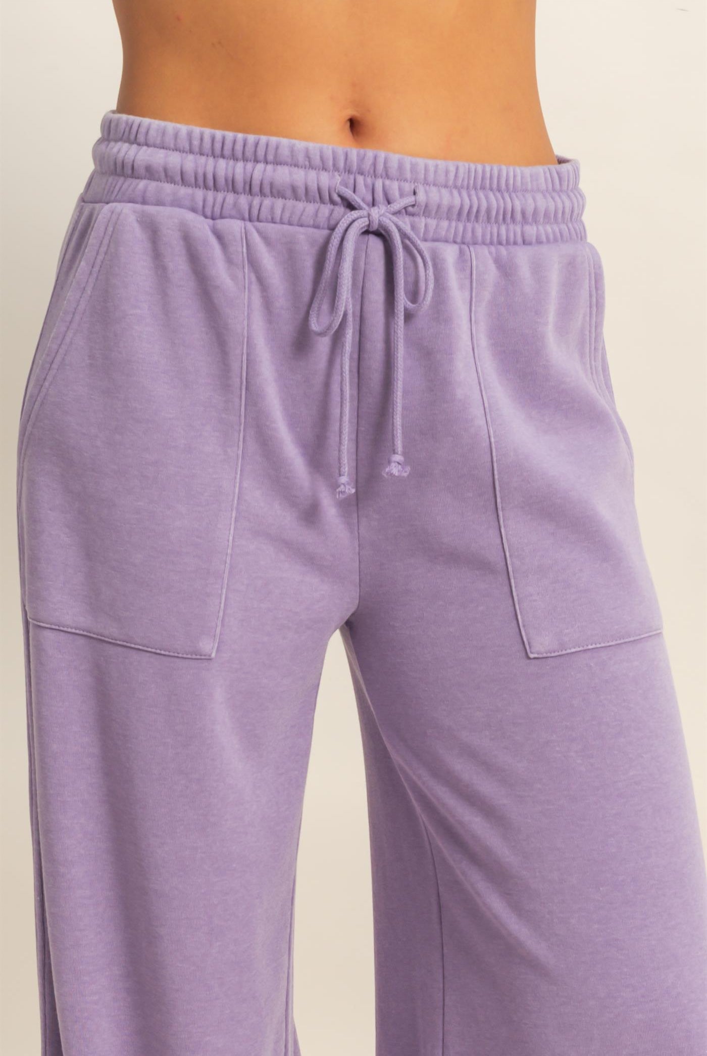 Wholesale Burnout French Terry Wide-Leg Pants Pants DZ26A259 DUSTY PURPLE DOUBLE ZERO