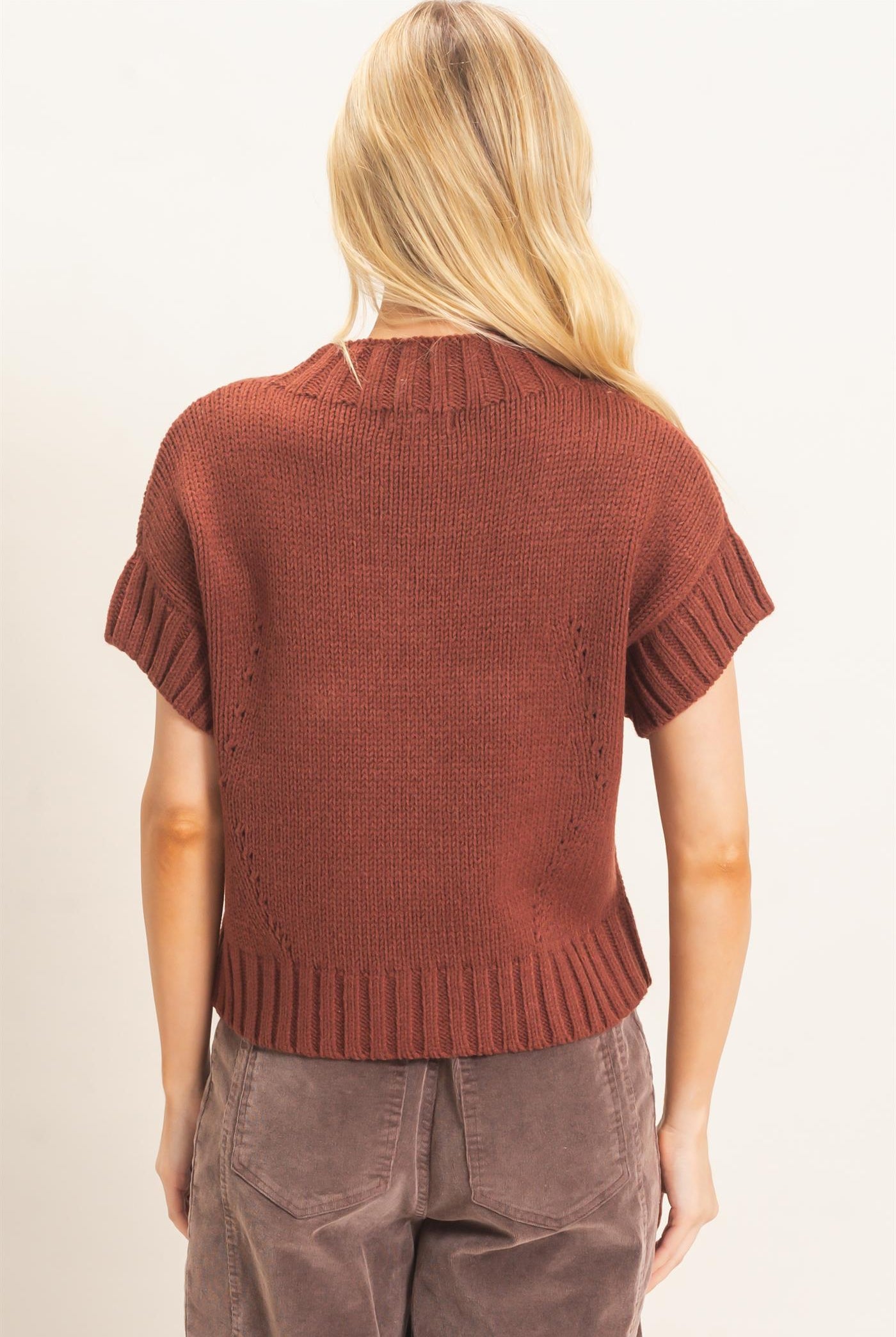 Wholesale Star Pattern Ribbed Sweater Sweaters HF26E051 CHOCOLATE HYFVE