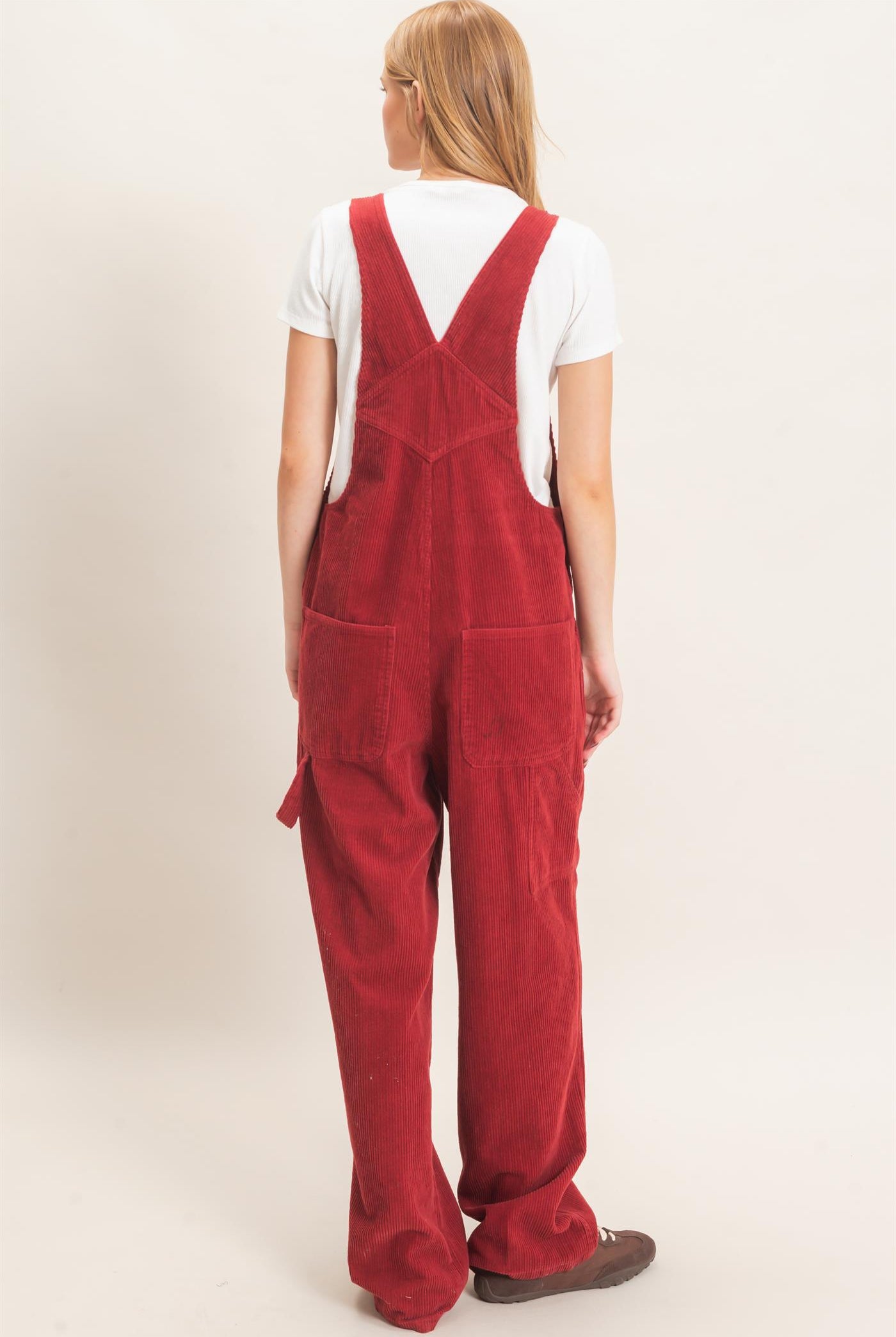 Wholesale Mineral Wash Corduroy Overalls Clothing HF26F210-D BURGUNDY HYFVE
