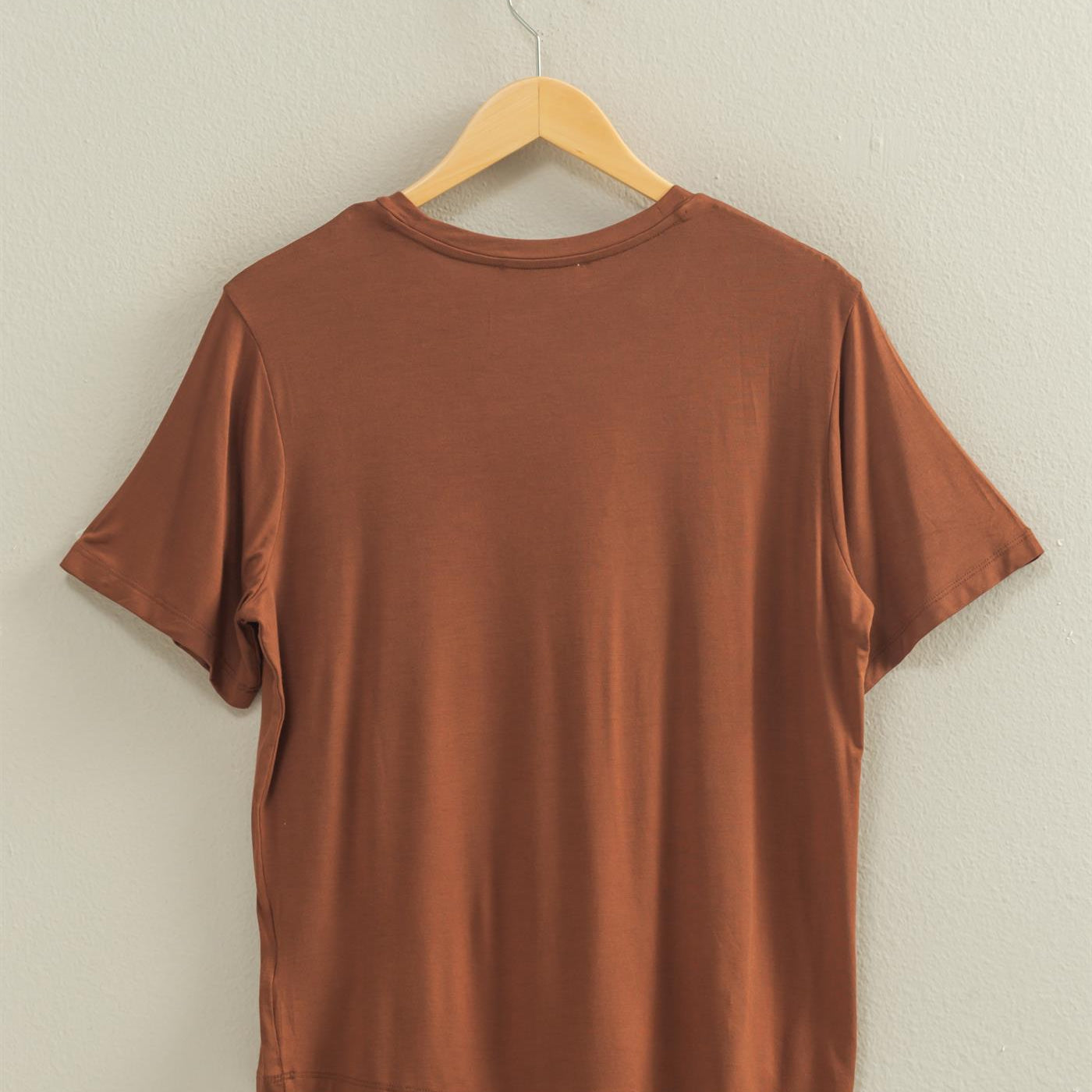 Wholesale Classic Crew Neck Short Sleeve Pocket Top T-Shirts DZ25C922 CHESTNUT DOUBLE ZERO