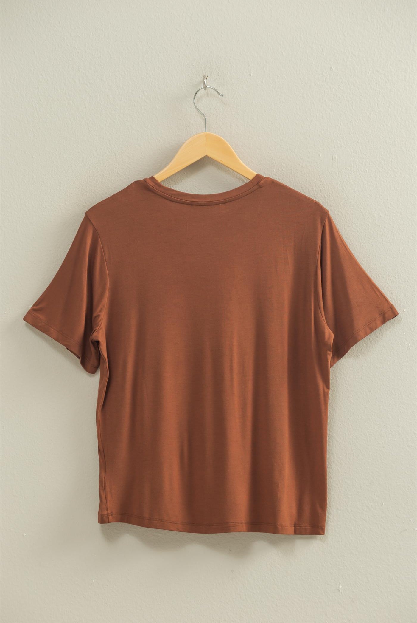 Wholesale Classic Crew Neck Short Sleeve Pocket Top T-Shirts DZ25C922 CHESTNUT DOUBLE ZERO