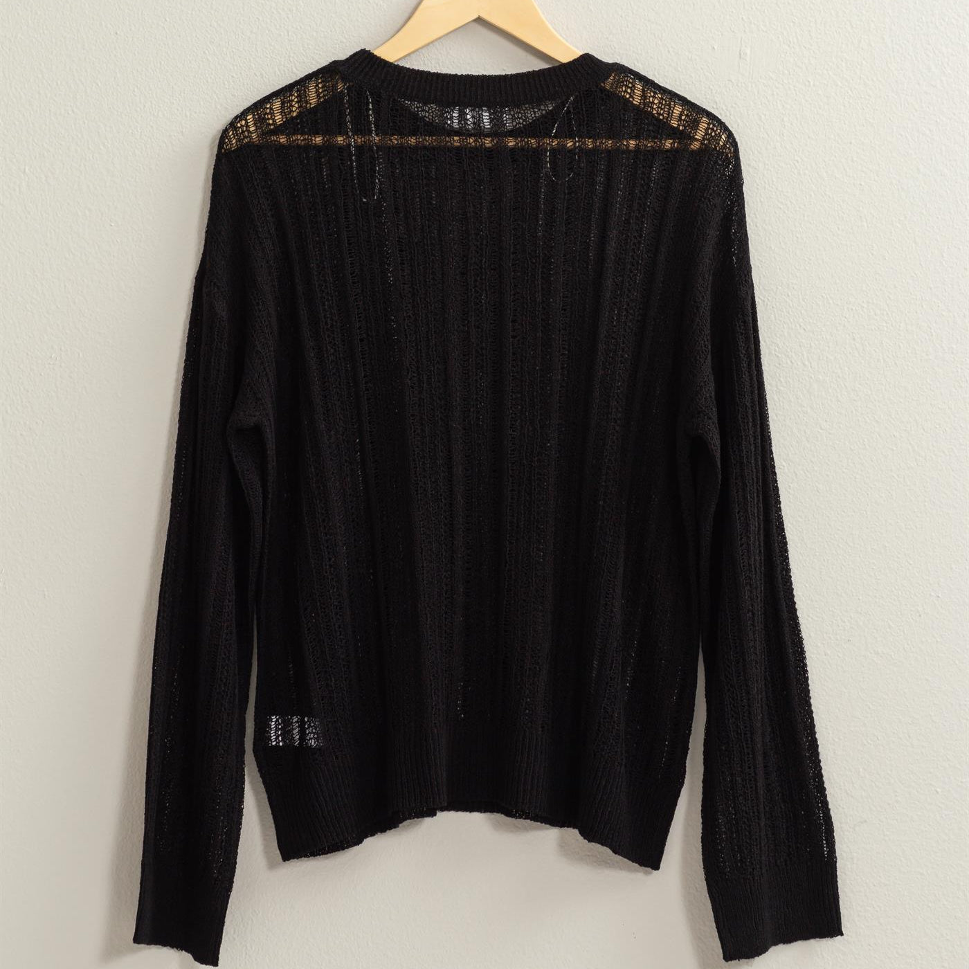 Wholesale Drop Shoulder Sweater Clothing Tops DZ24A477-D BLACK DOUBLE ZERO