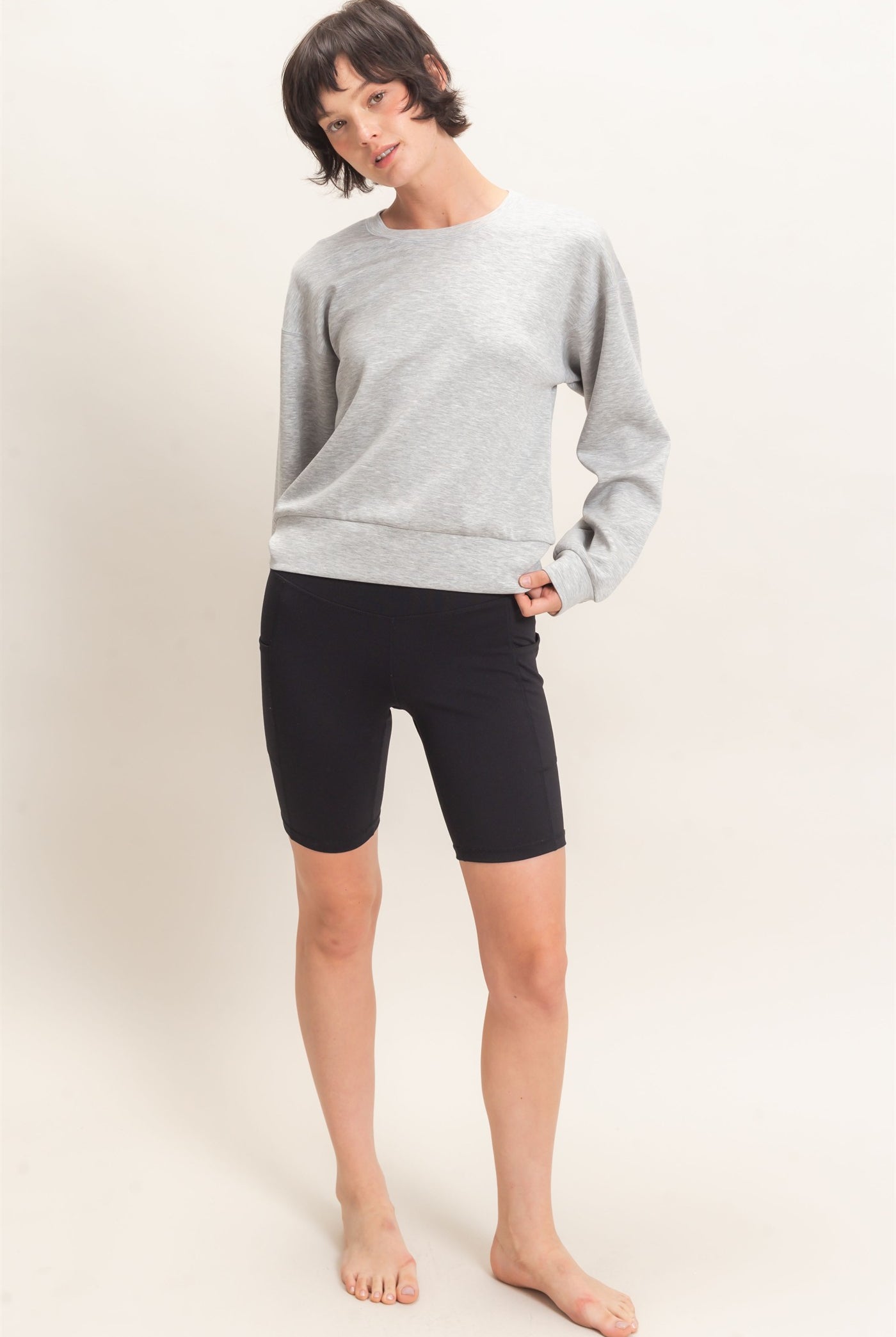 Wholesale Crew Neck Sweatshirt Sweatshirts DZ26C966 HEATHER GRAY DOUBLE ZERO