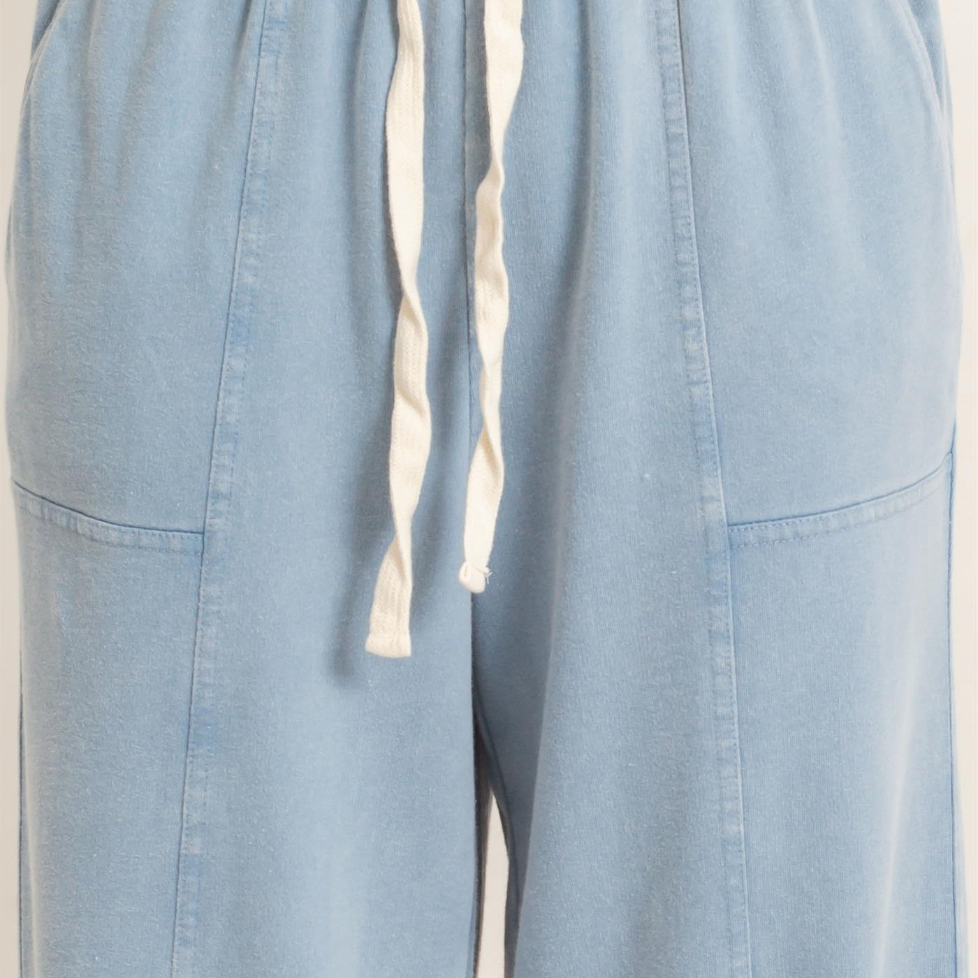Wholesale Acid Wash Drawstring Waist Wide Leg Pants Pants DZ25A685 DUSTY BLUE DOUBLE ZERO