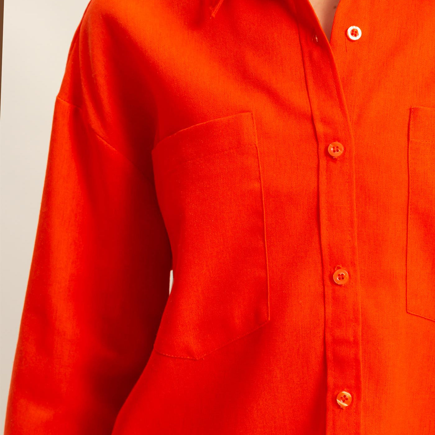 Wholesale Sand Washed Relaxed Long Sleeve Shirt Clothing Tops DZ24C609 TOMATO DOUBLE ZERO