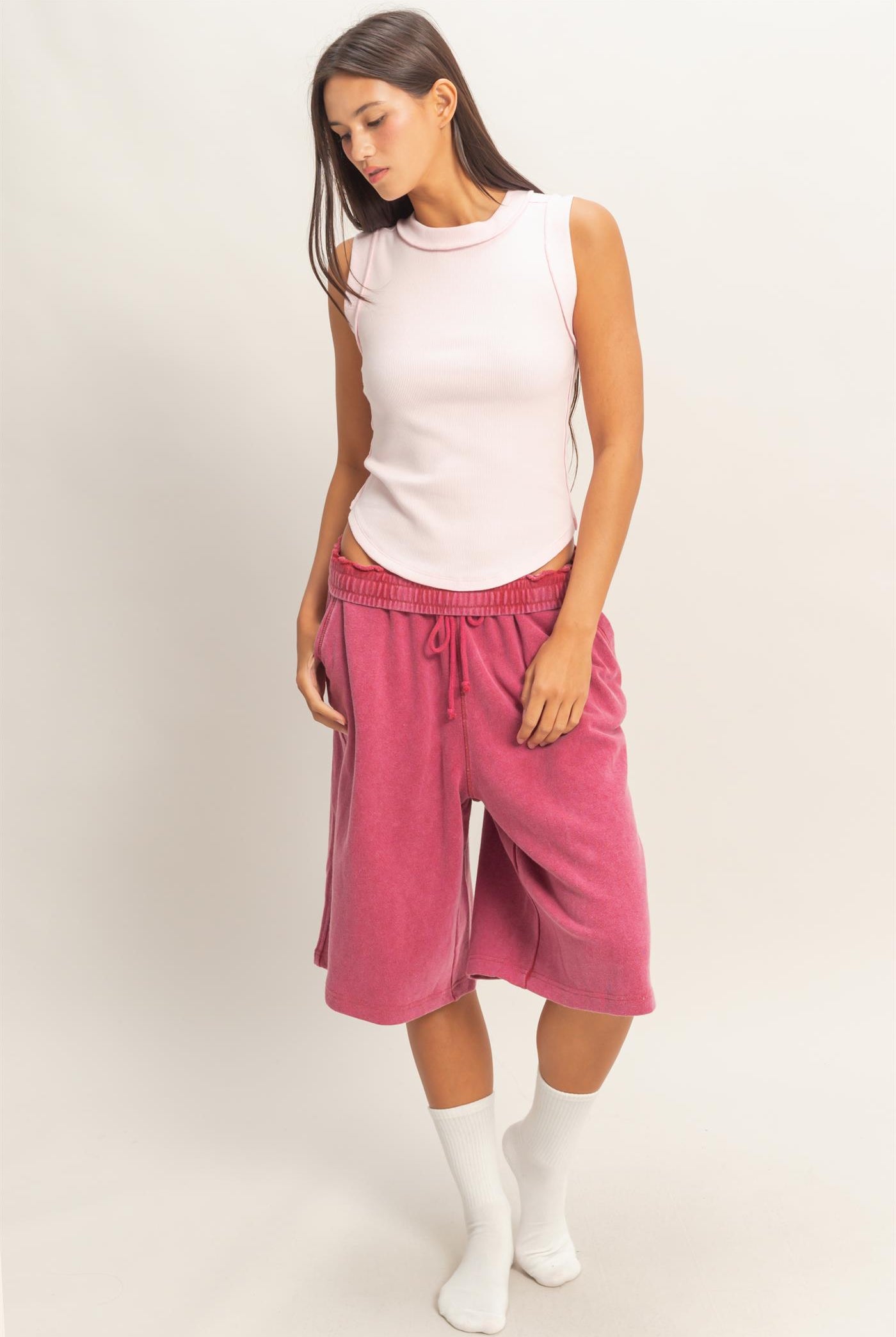 Wholesale Seam Detail Tank Top Tank Tops DZ26A369 SOFT PINK DOUBLE ZERO