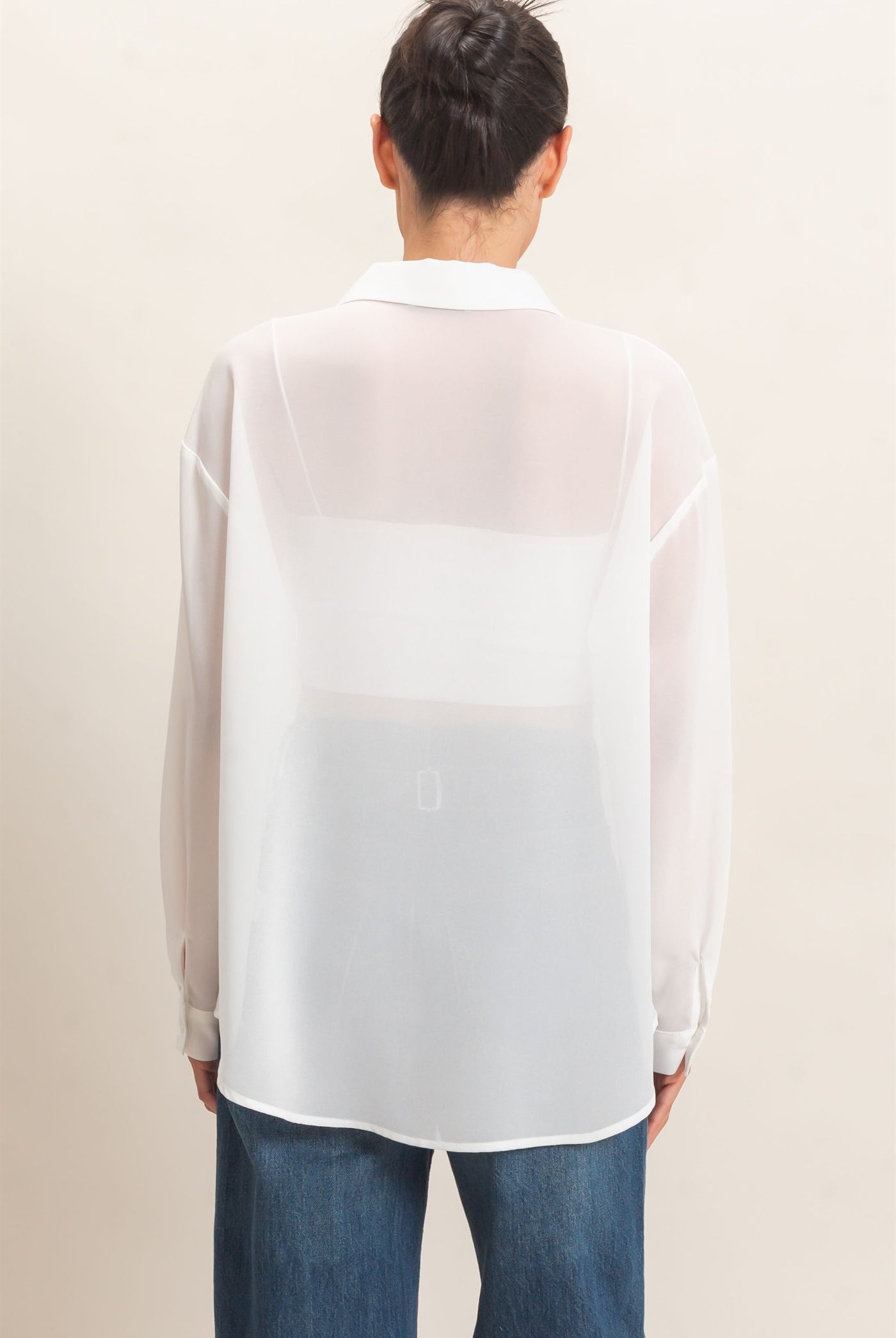 Wholesale Button-Down Collar Blouse Shirts HF26F067 OFF WHITE HYFVE