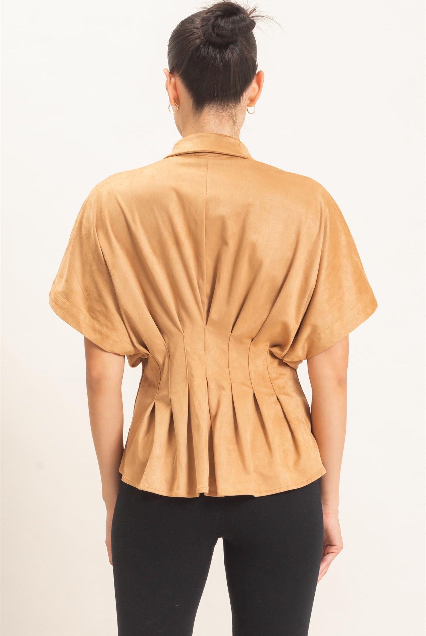 Wholesale Suede Button-Down Blouse Blouses HF26E651 CAMEL HYFVE