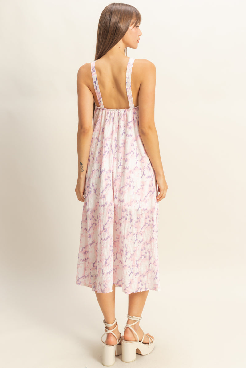 Wholesale Halter Cross Neck Backless Maxi Dress Dresses HF22E496 PINK HYFVE