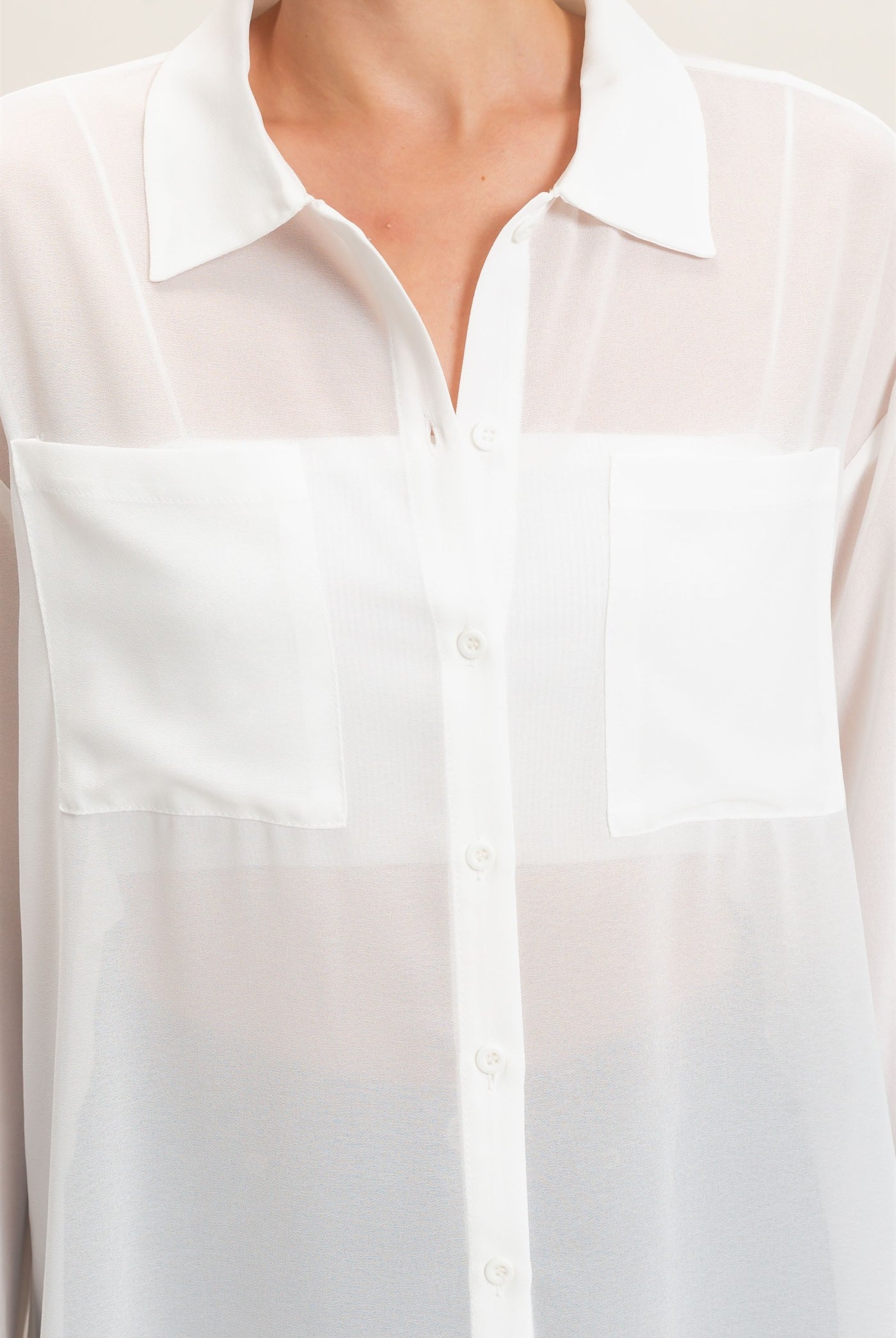 Wholesale Button-Down Collar Blouse Shirts HF26F067 OFF WHITE HYFVE