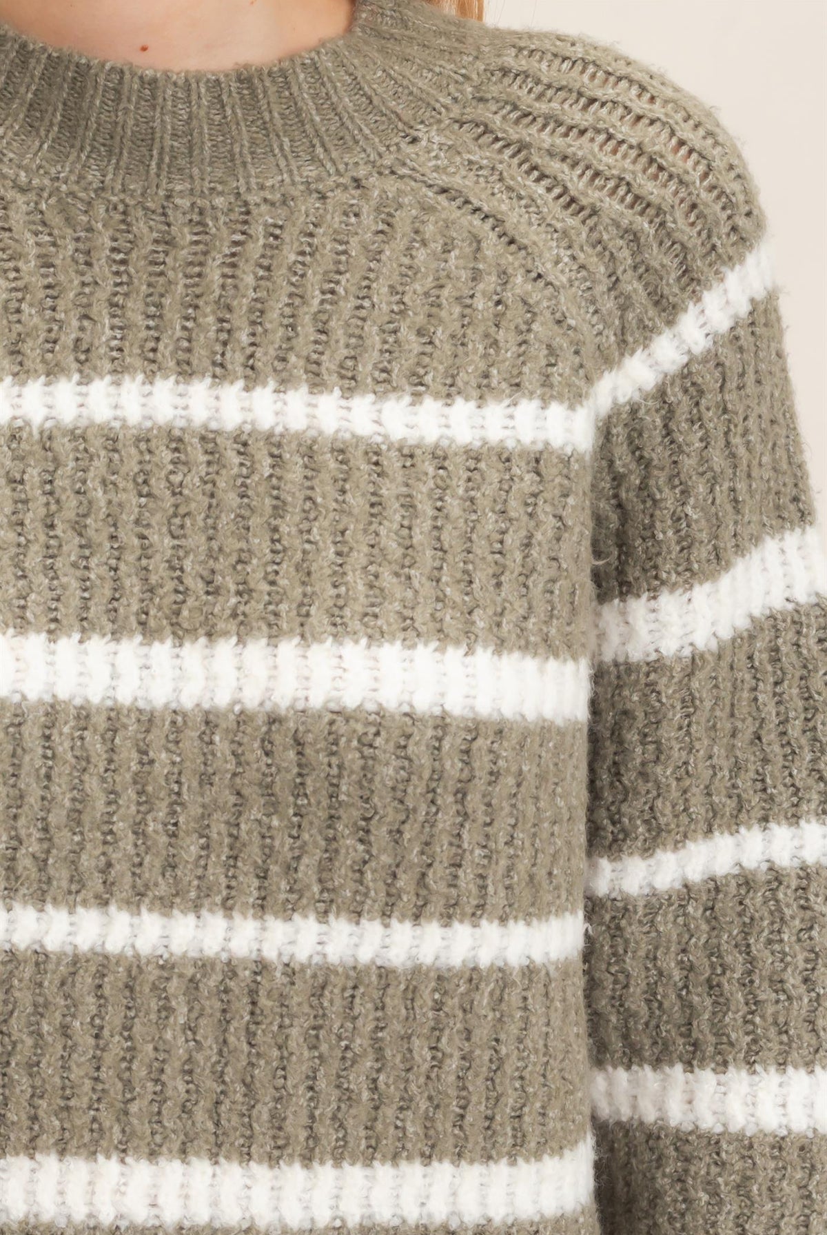 Wholesale Textured Striped Mock Neck Sweater Sweaters HF26E765 OLIVE HYFVE