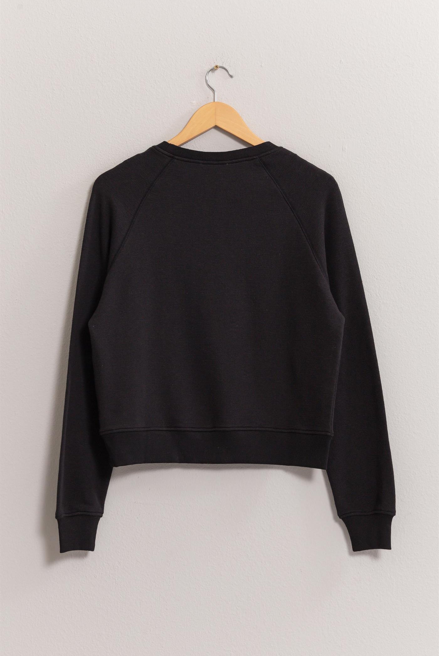 Wholesale Raglan Sleeve Pocket Sweatshirt Sweatshirts DZ24F992 BLACK DOUBLE ZERO