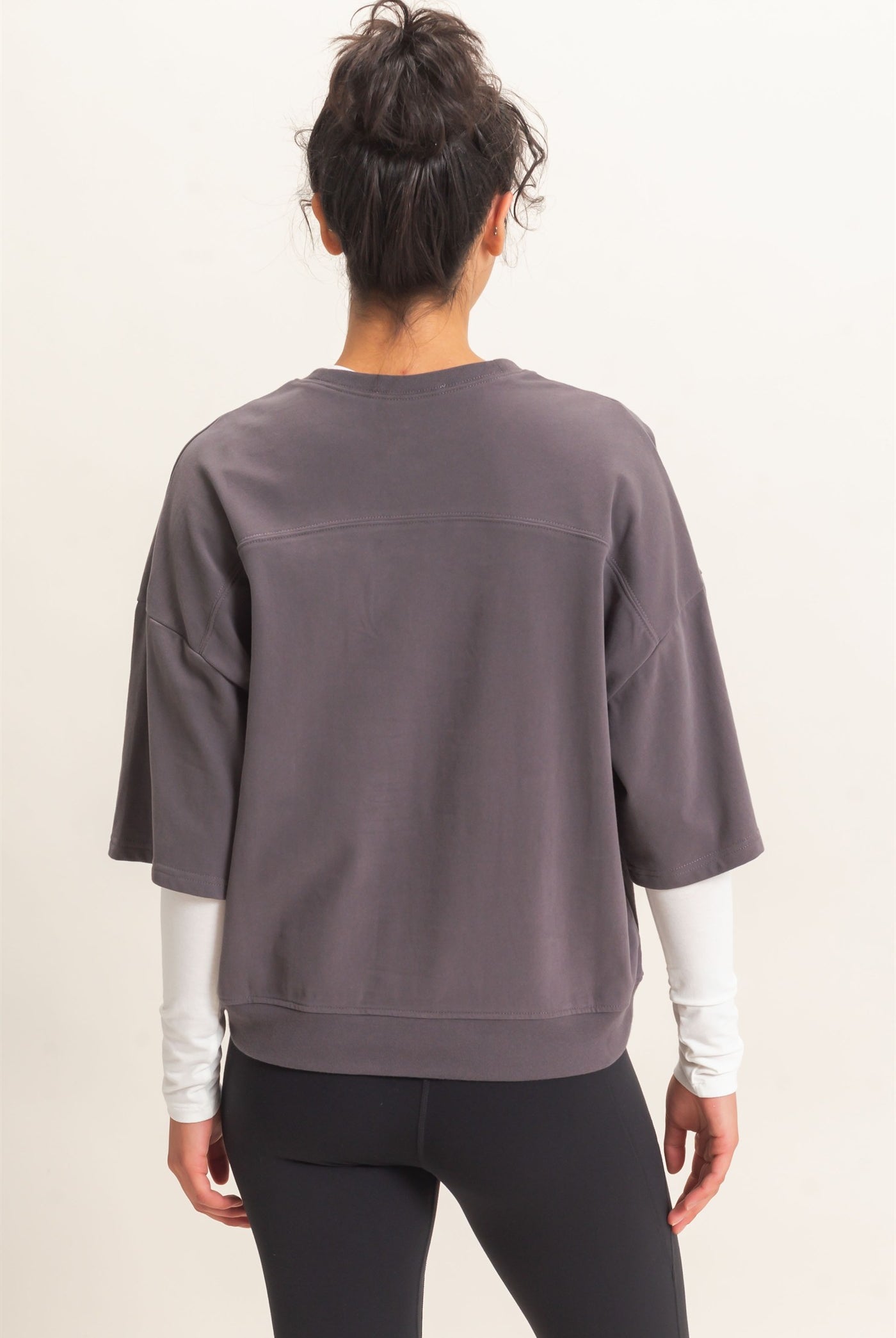 Wholesale Washed Crew Neck Short Sleeve Top Clothing Tops DZ26E381 CHARCOAL DOUBLE ZERO