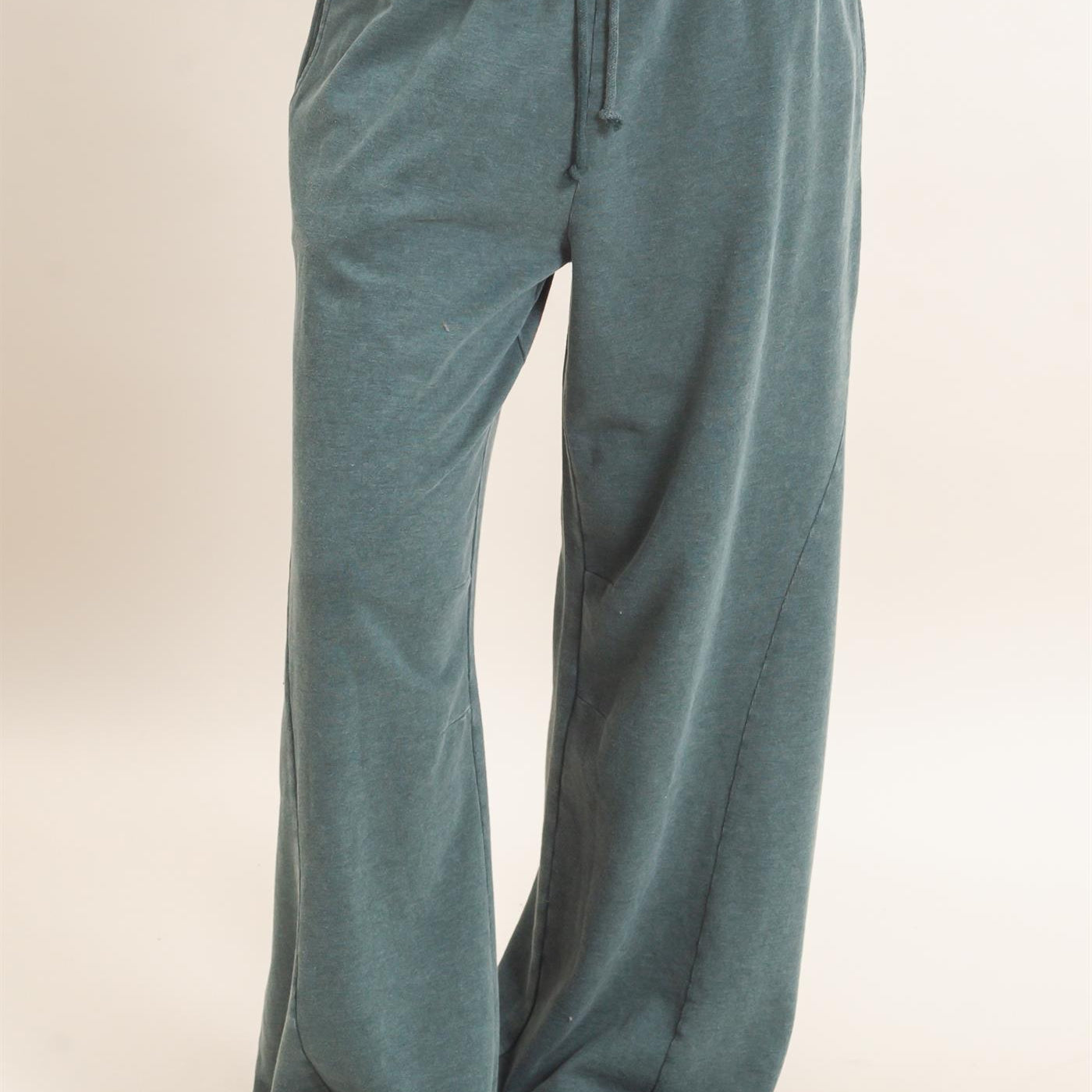 Wholesale Mineral Washed Wide Leg Pants Pants DZ26F082 DARK GREEN DOUBLE ZERO