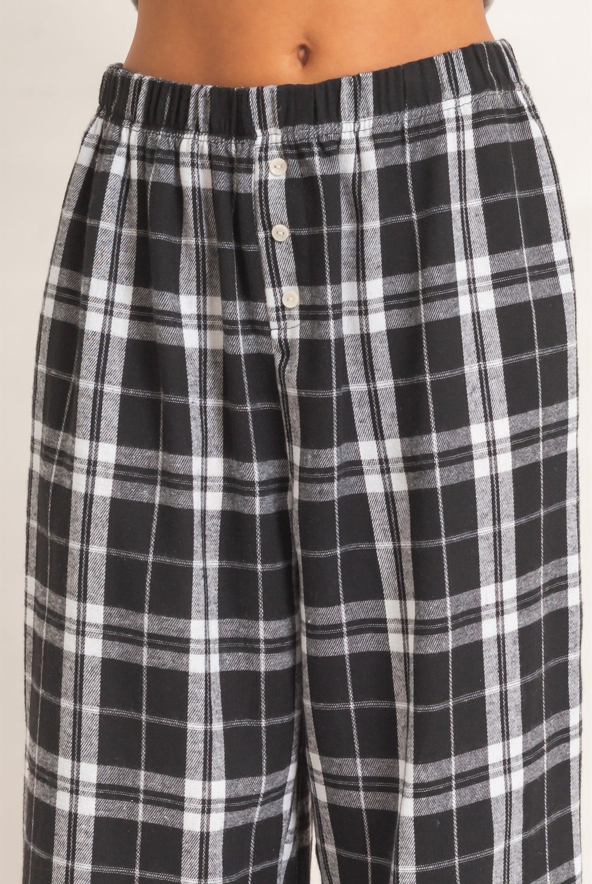 Wholesale Plaid Wide-Leg Pants Pants DZ26F271 BLACK DOUBLE ZERO