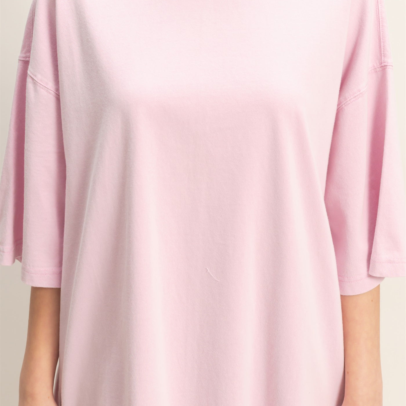 Wholesale Washed Oversized Crew Neck Top Shirts HF26A725 FONDANT PINK HYFVE