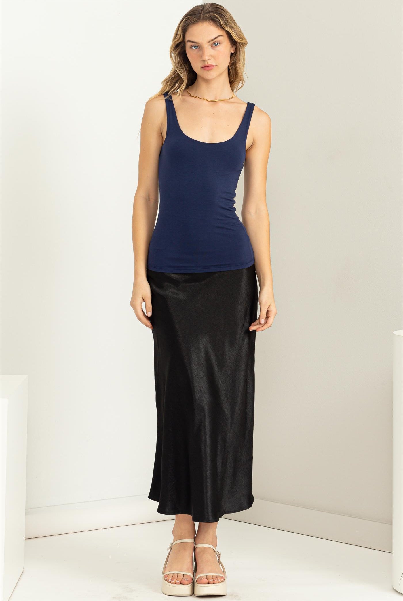 Wholesale Scoop Neck Tank Top Clothing Tops DZ23A793 DARK NIGHT DOUBLE ZERO