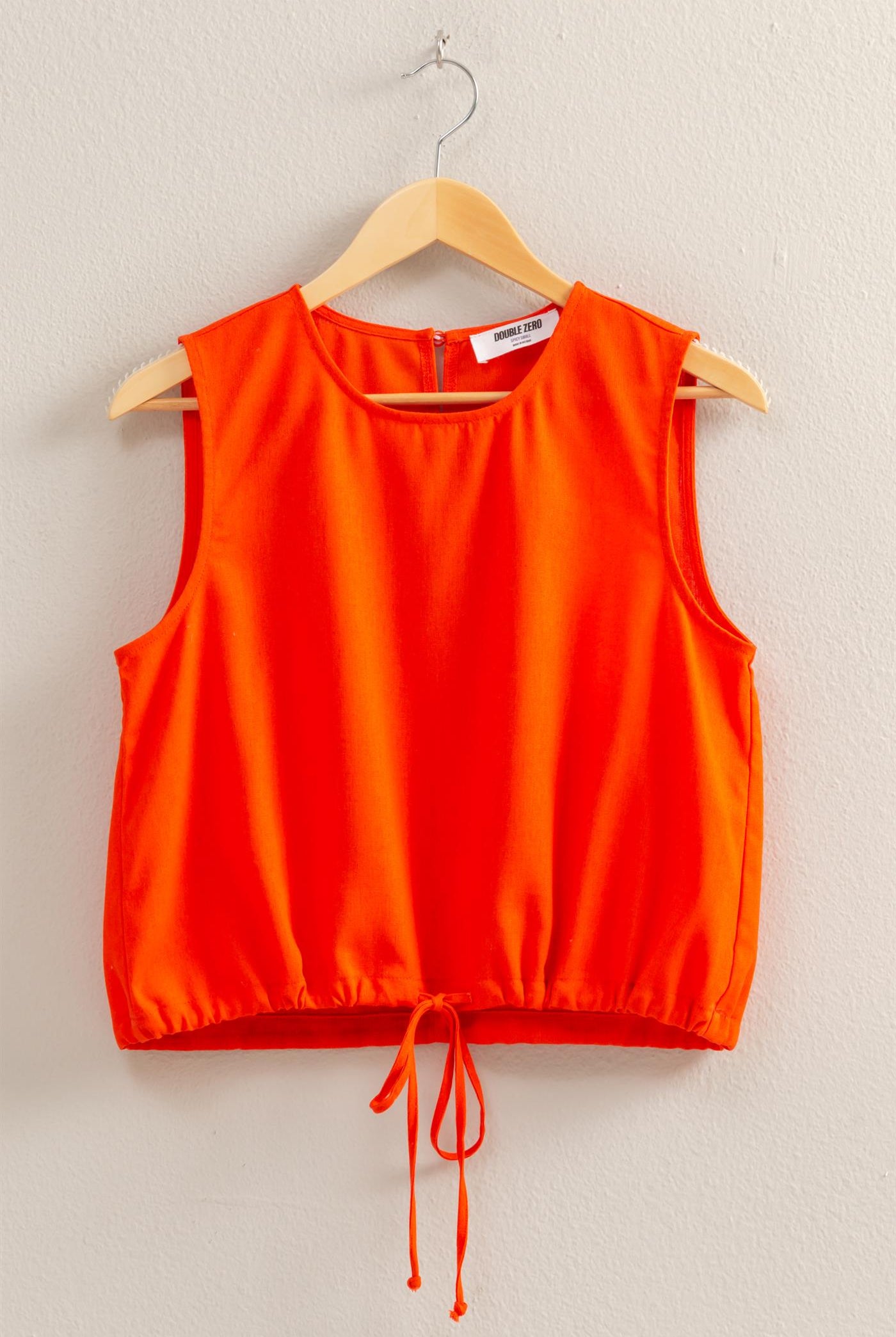 Wholesale Sand Washed Sleeveless Crop Top Clothing Tops DZ25C515 TOMATO DOUBLE ZERO