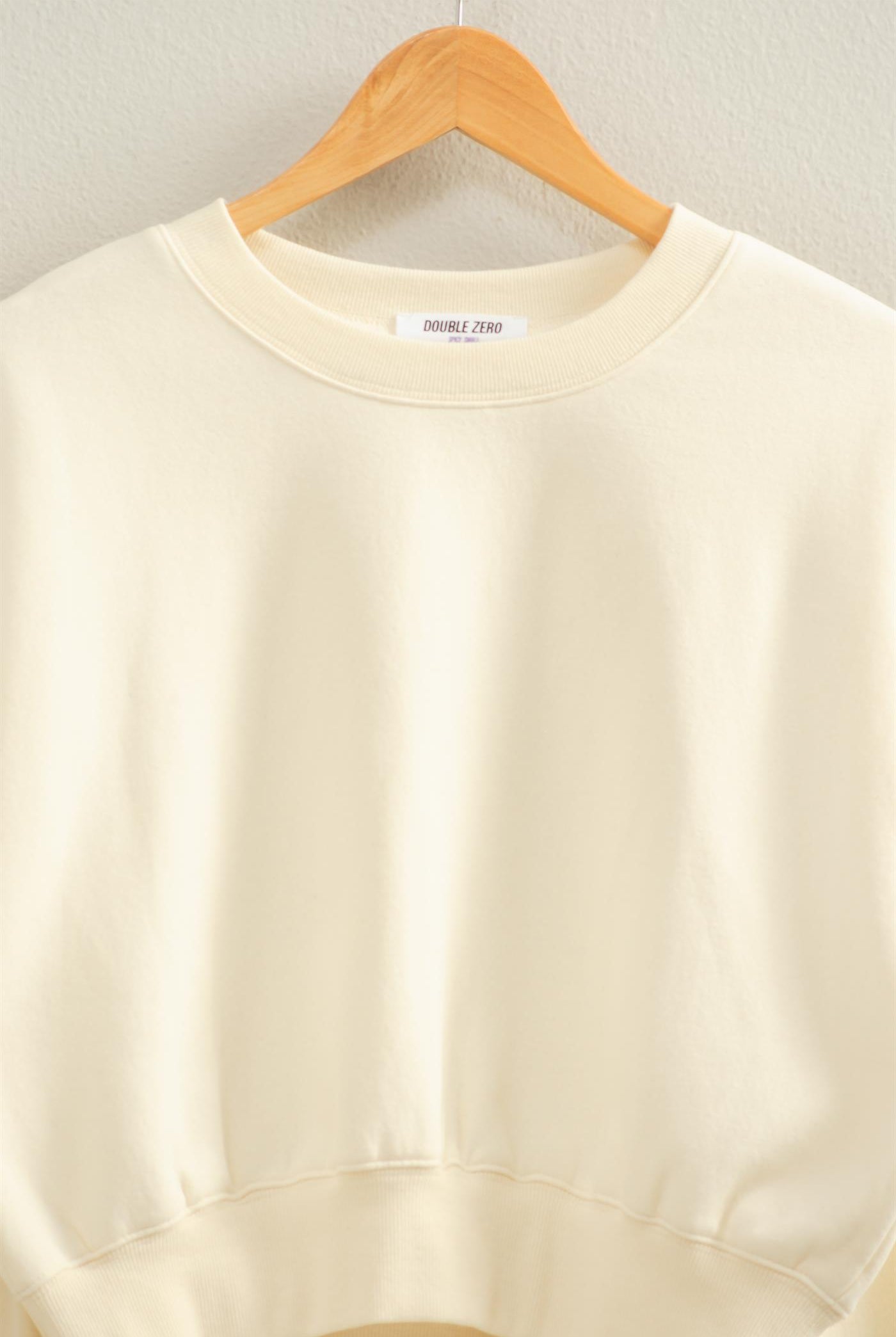 Wholesale Everyday Long Sleeve Cropped Sweatshirt Sweatshirts DZ25E415 CREAM DOUBLE ZERO