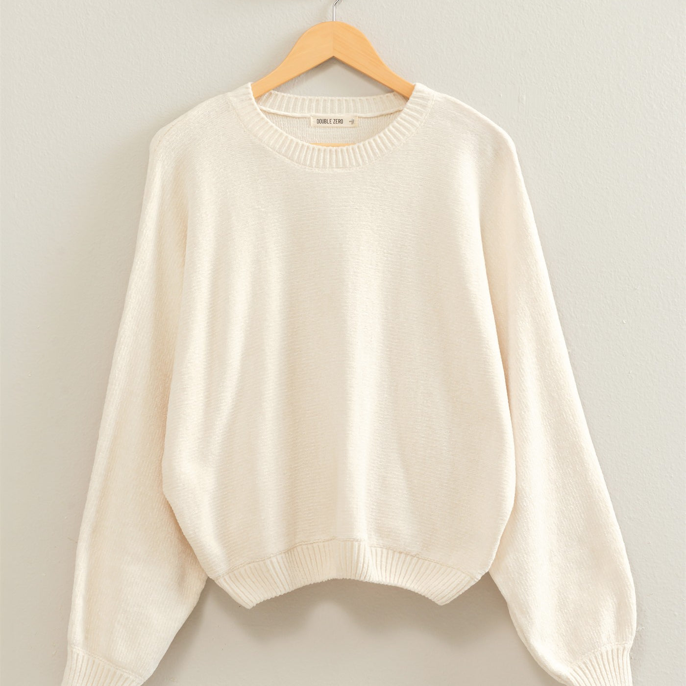 Wholesale Chenille Crew Neck Sweater Sweaters DZ26E264 CREAM DOUBLE ZERO