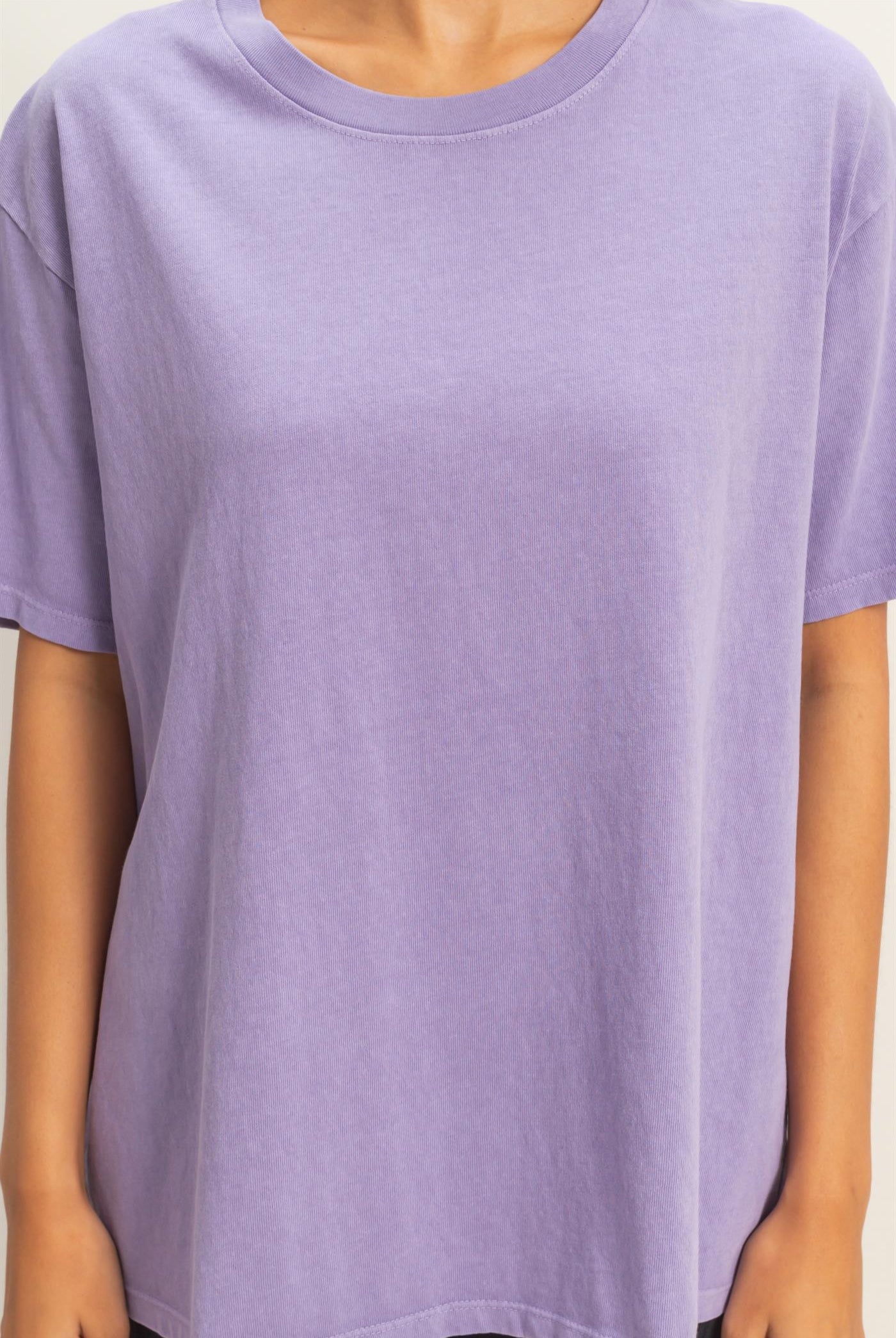 Wholesale Pigment Dyed Crew Neck T-Shirt T-Shirts DZ26A267 DUSTY PURPLE DOUBLE ZERO