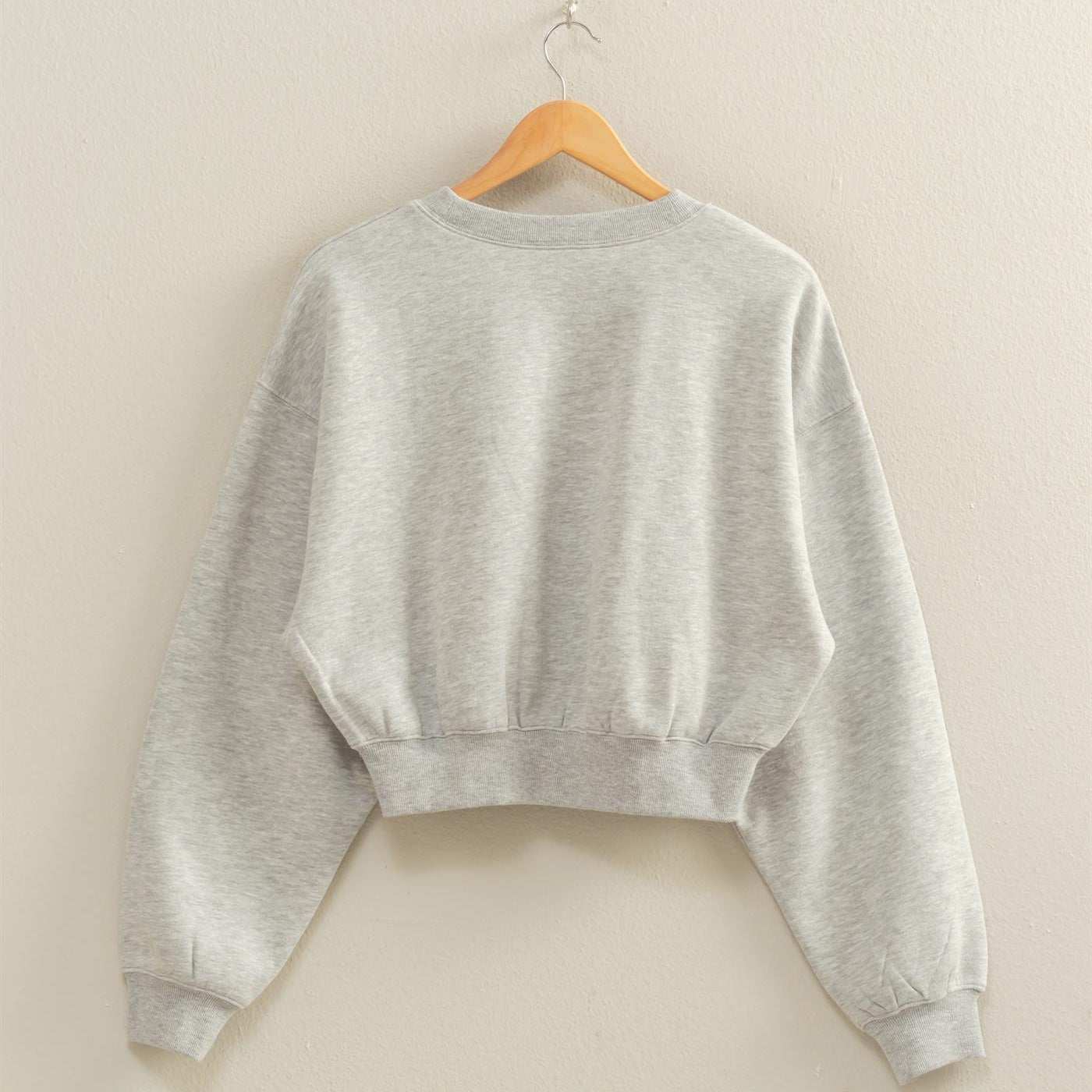Wholesale Everyday Long Sleeve Cropped Sweatshirt Sweatshirts DZ25E415 HEATHER GRAY DOUBLE ZERO