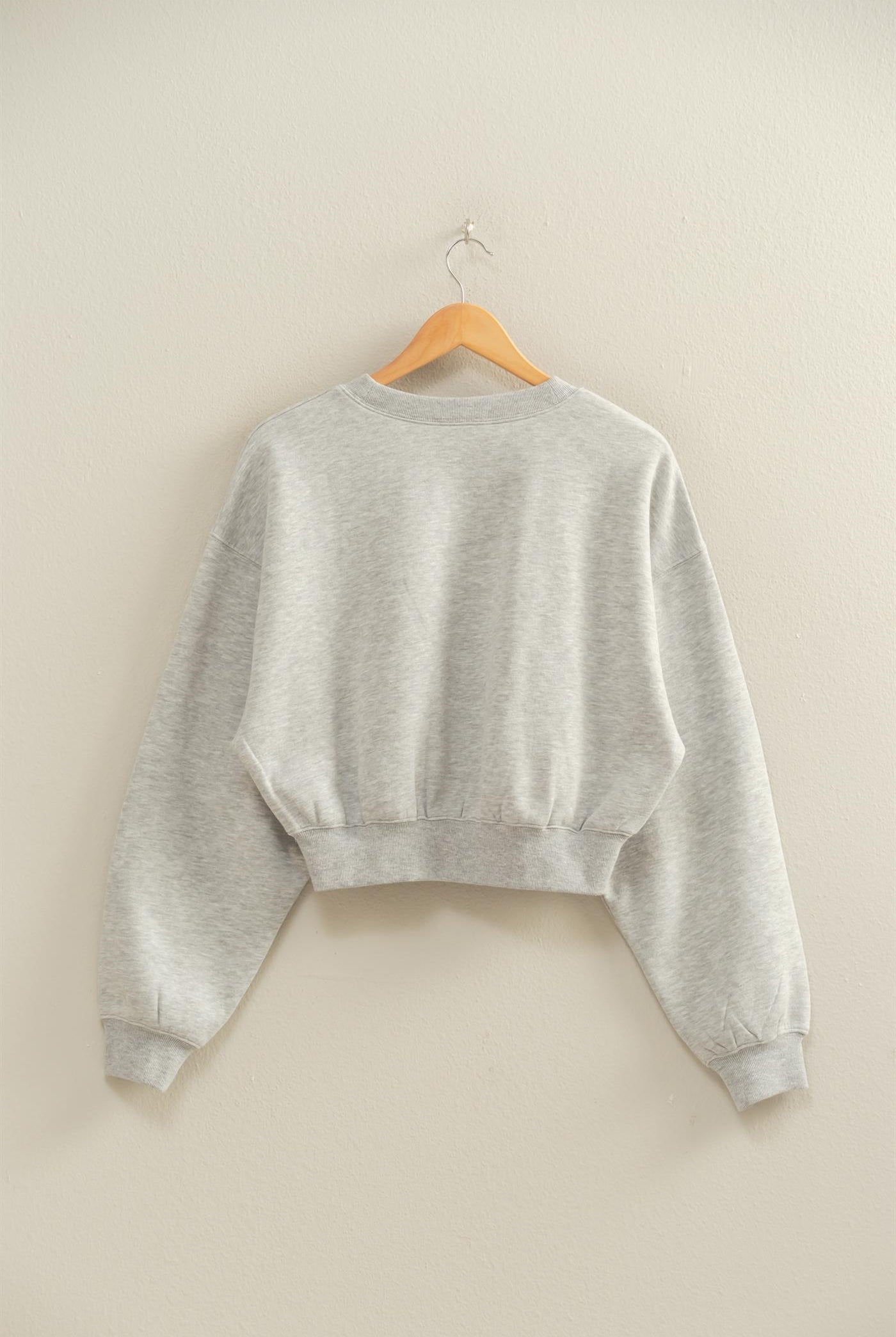 Wholesale Everyday Long Sleeve Cropped Sweatshirt Sweatshirts DZ25E415 HEATHER GRAY DOUBLE ZERO