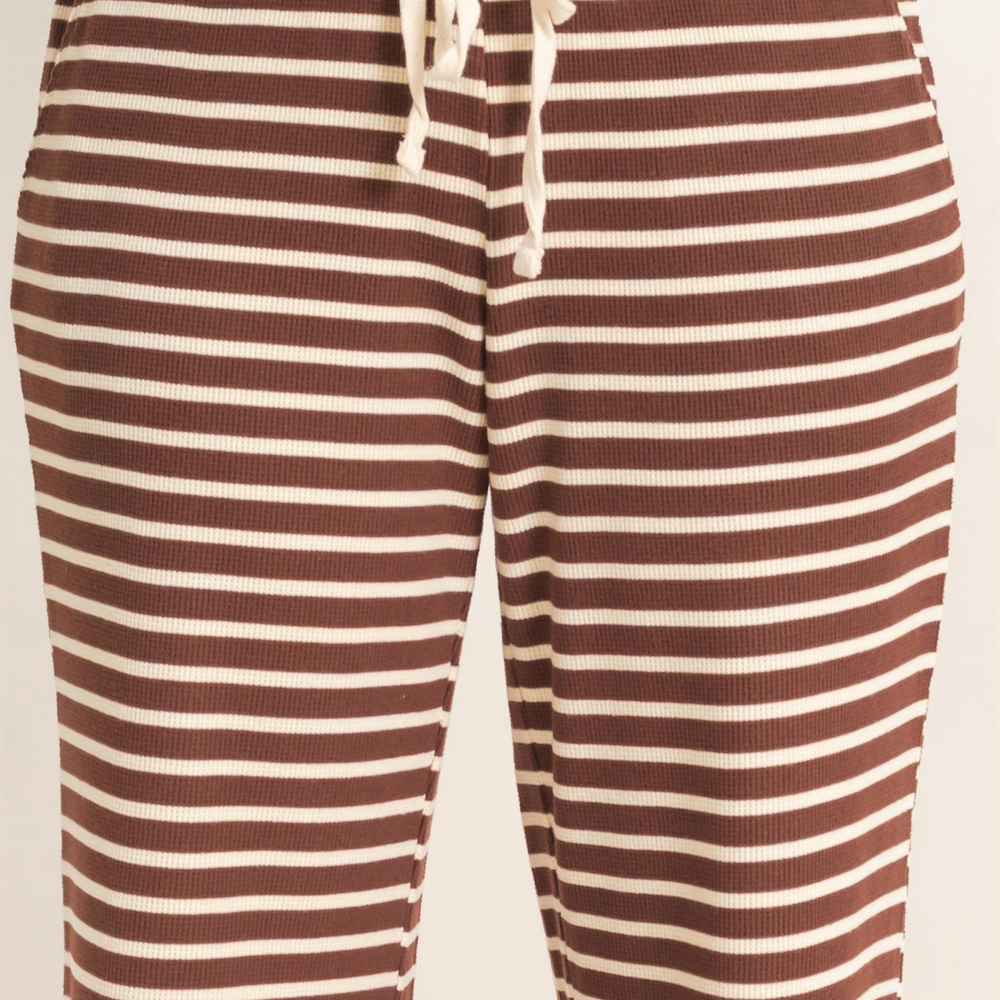 Wholesale Low Rise Striped Waffle Knit Pants Pants DZ26E553 DARK BROWN DOUBLE ZERO
