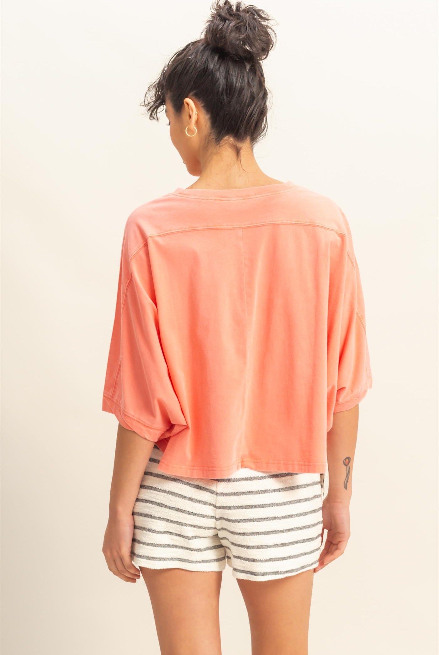 Wholesale Flowy Bat Wing Sleeves Knit Top Clothing Tops DZ25A797 CORAL DOUBLE ZERO