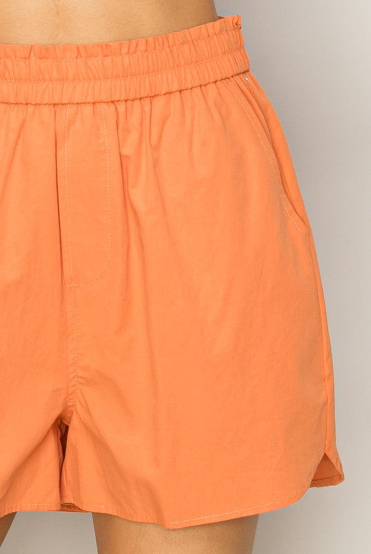 Wholesale Poplin High Waist Shorts Shorts DZ24A298 ORANGE DOUBLE ZERO