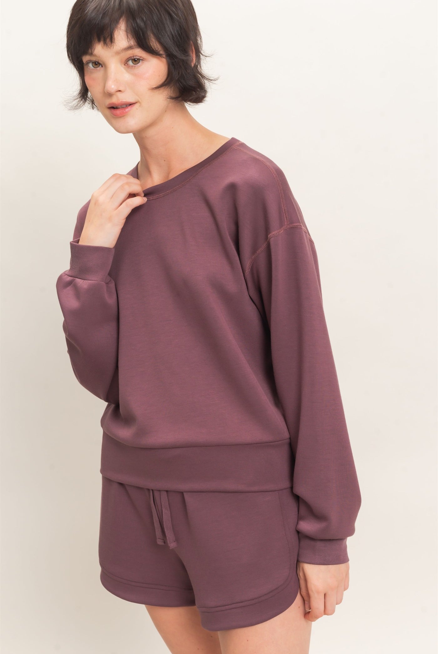 Wholesale Crew Neck Sweatshirt Sweatshirts DZ26C966 COCOA DOUBLE ZERO