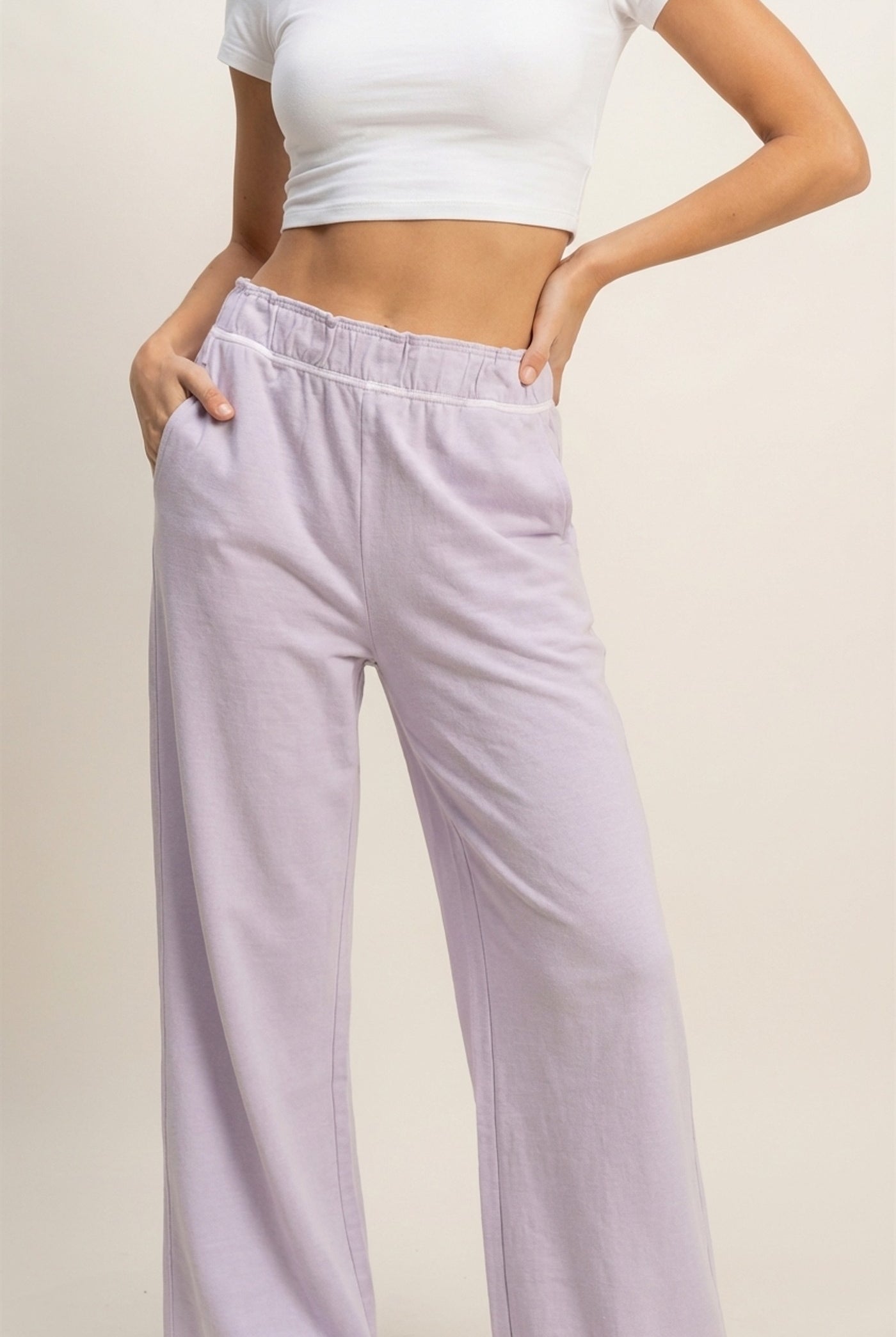 Wholesale High Waist Flare Pants Pants DZ24C346-D LAVENDER DOUBLE ZERO