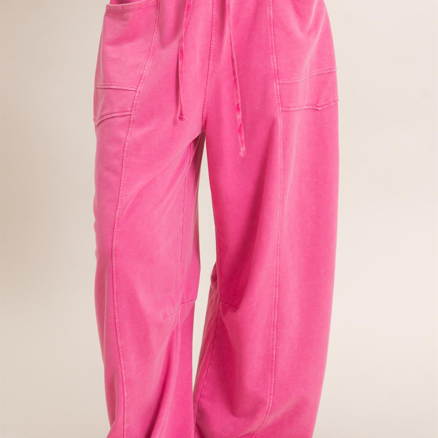 Wholesale Mineral Washed Barrel Sweatpants Pants DZ26F246 FUCHSIA DOUBLE ZERO