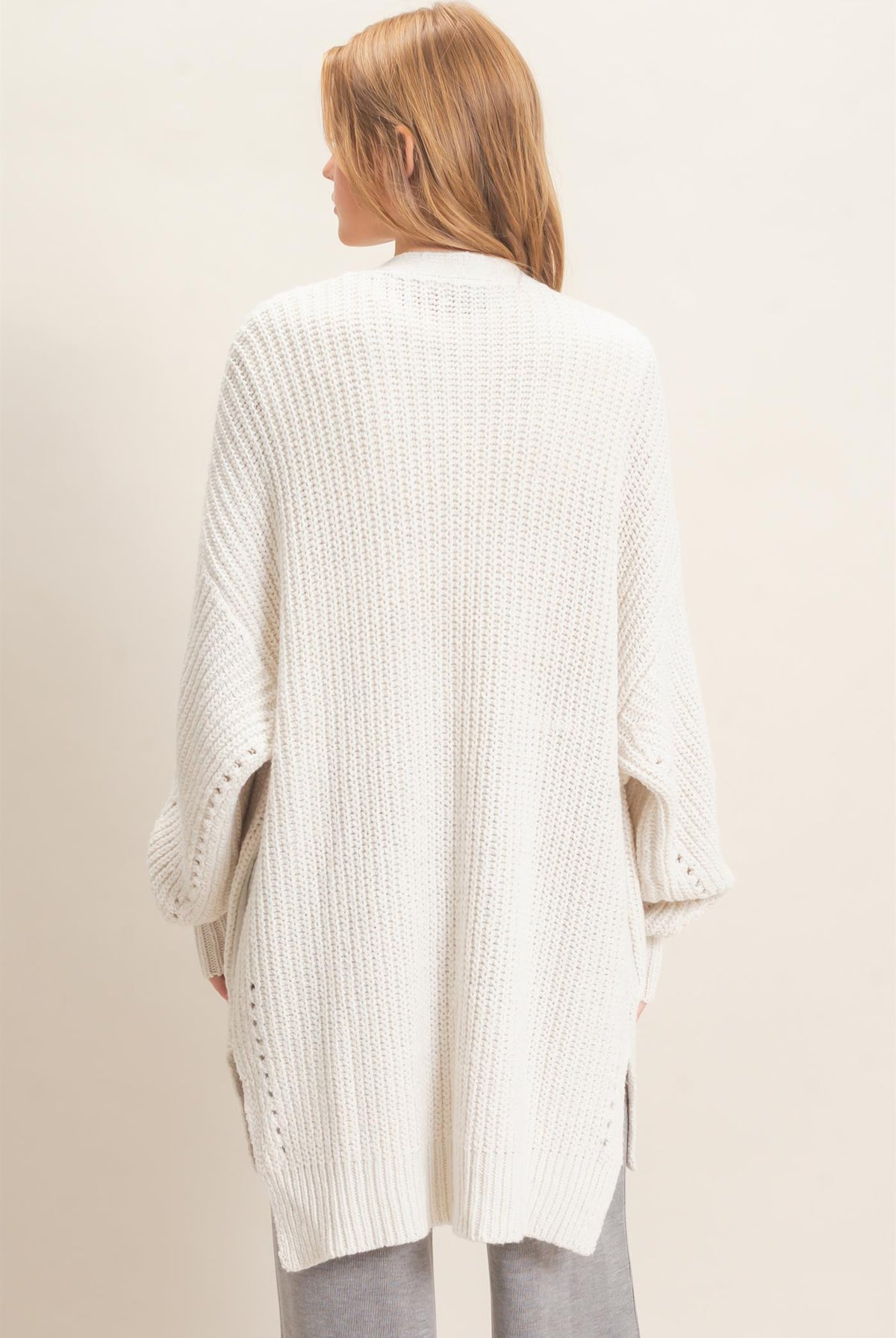 Wholesale Open-Front Cardigan Cardigans HF26C410 IVORY HYFVE
