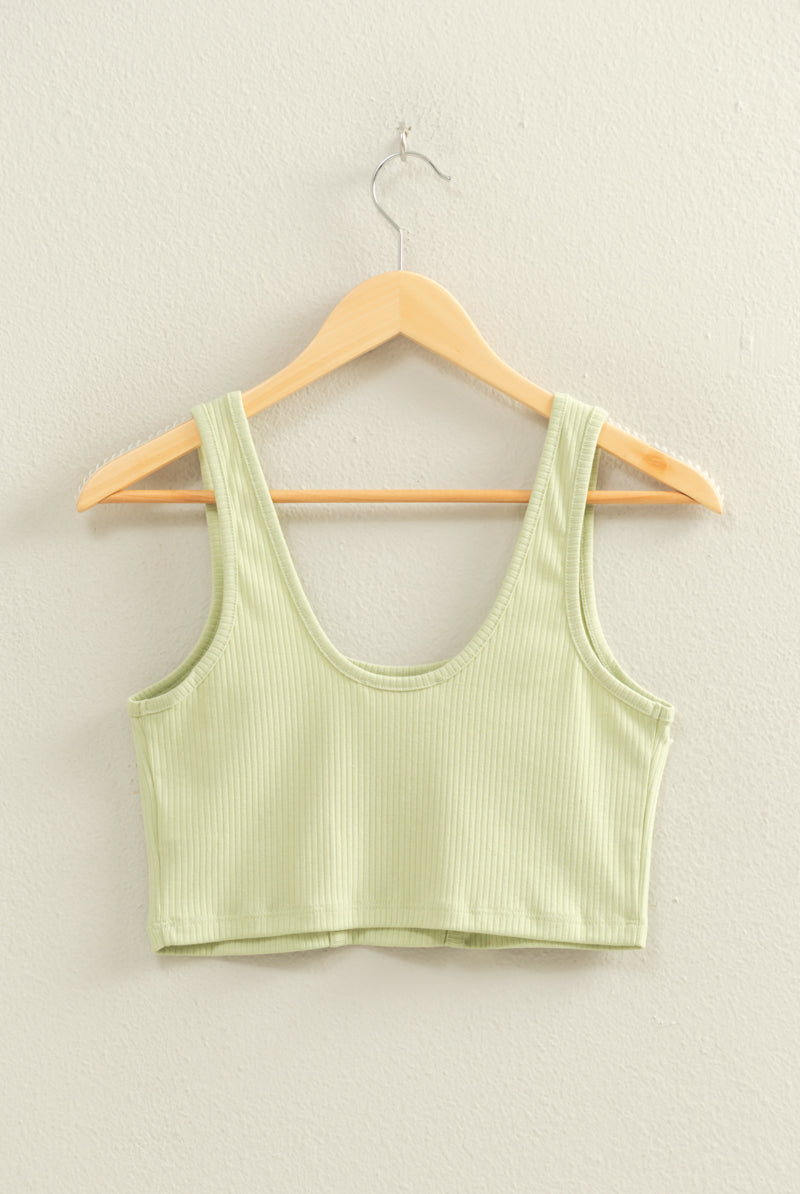 Wholesale Cropped Ribbed Tank Top Clothing Tops DZ22E144 PASTEL GREEN DOUBLE ZERO