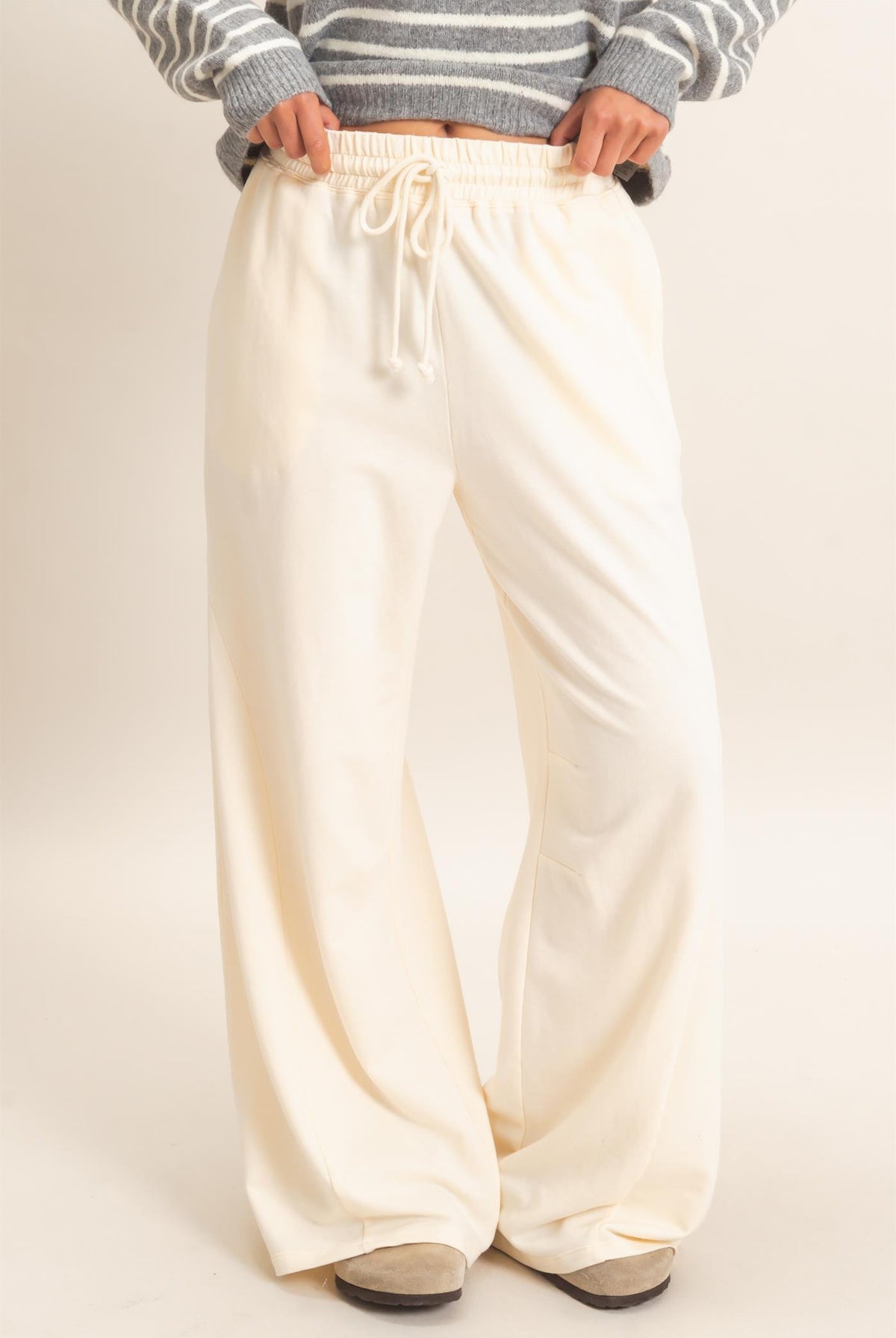 Wholesale Mineral Washed Wide Leg Pants Pants DZ26F082 ALPACA DOUBLE ZERO