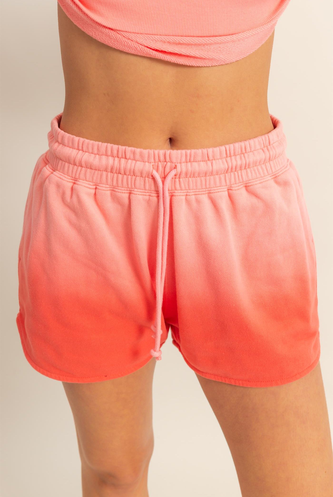 Wholesale Dip Dye Drawstring Waist Shorts Shorts DZ25C635 CORAL DOUBLE ZERO
