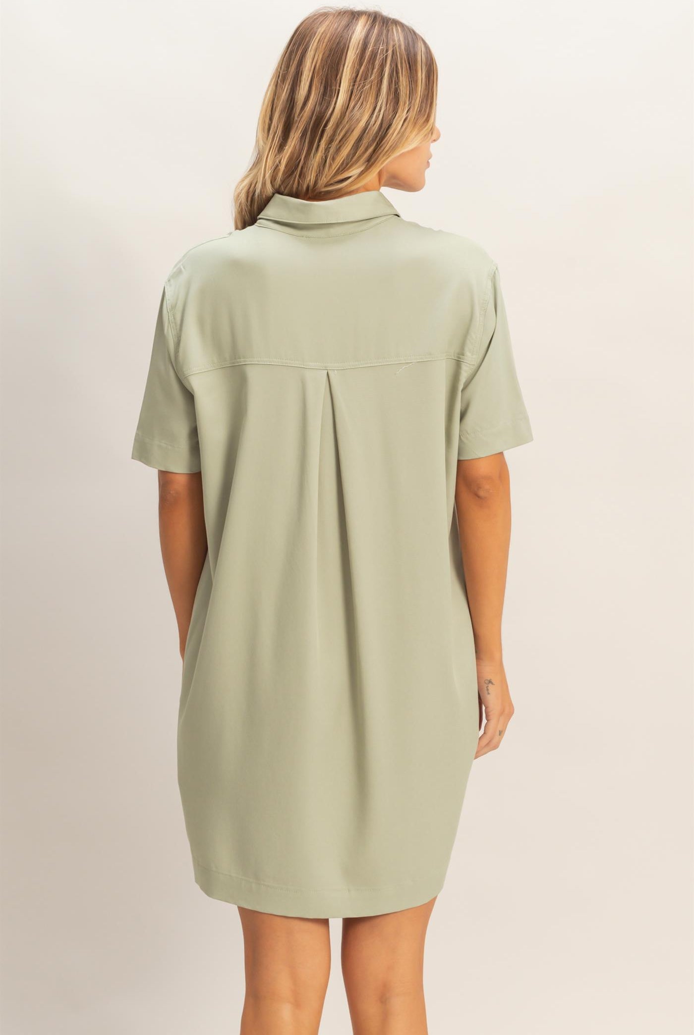 Wholesale Collared Shirt Dress Dresses HF26E427-D SAGE HYFVE